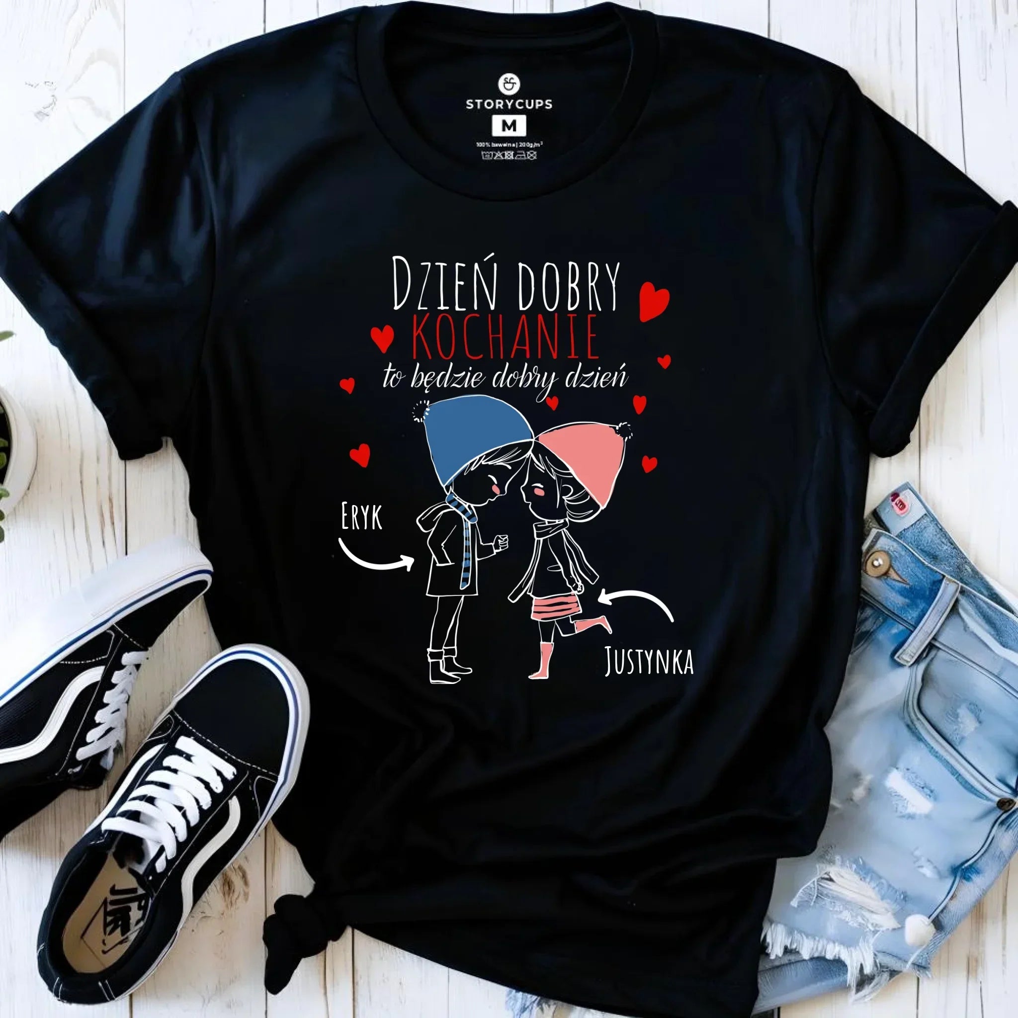 Koszulka damska dla par - Dzień dobry Kochanie - personalizowana W10 - StoryCups.pl