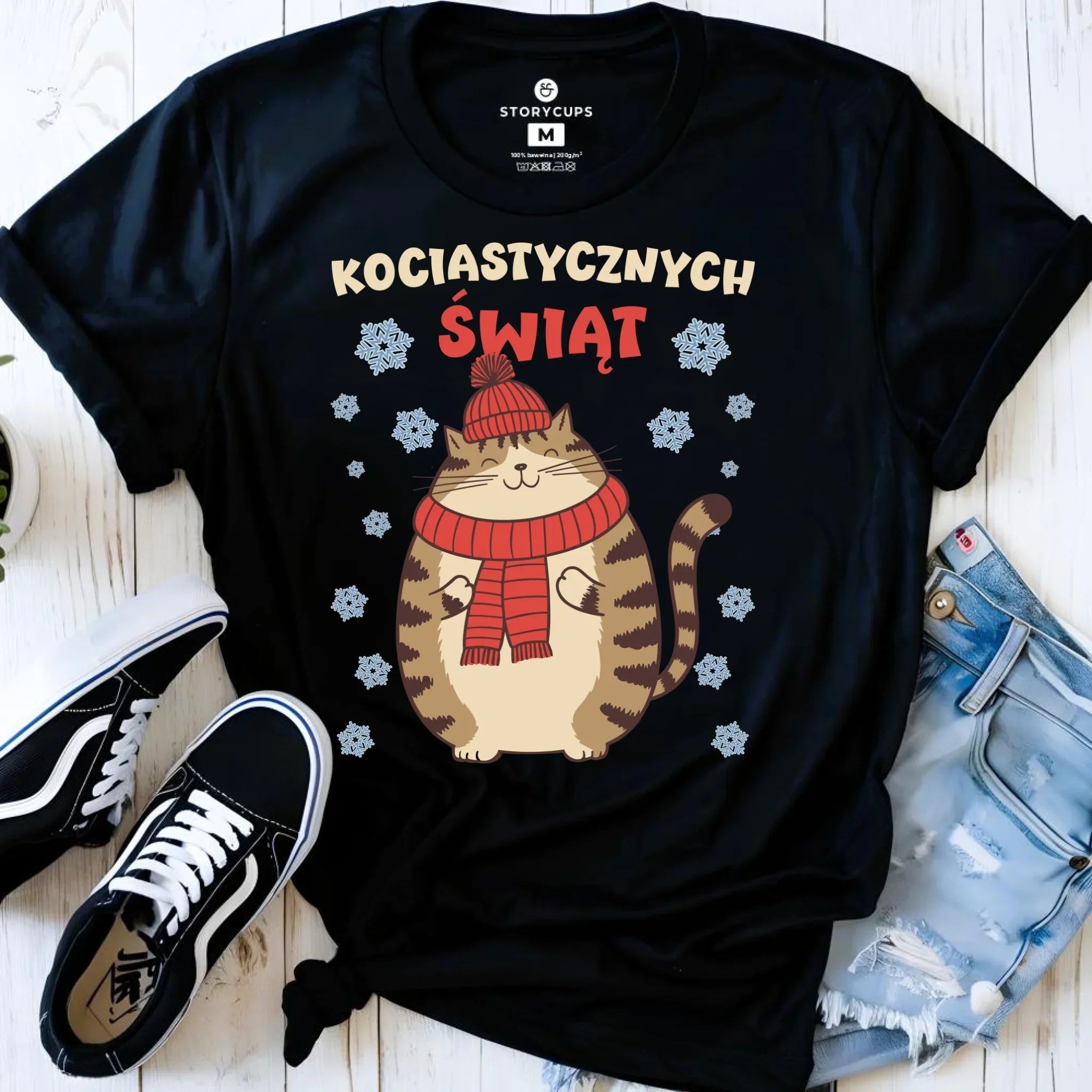 Koszulka damska świąteczna - prezent na święta - Kociastycznych świąt BN154 - StoryCups.pl