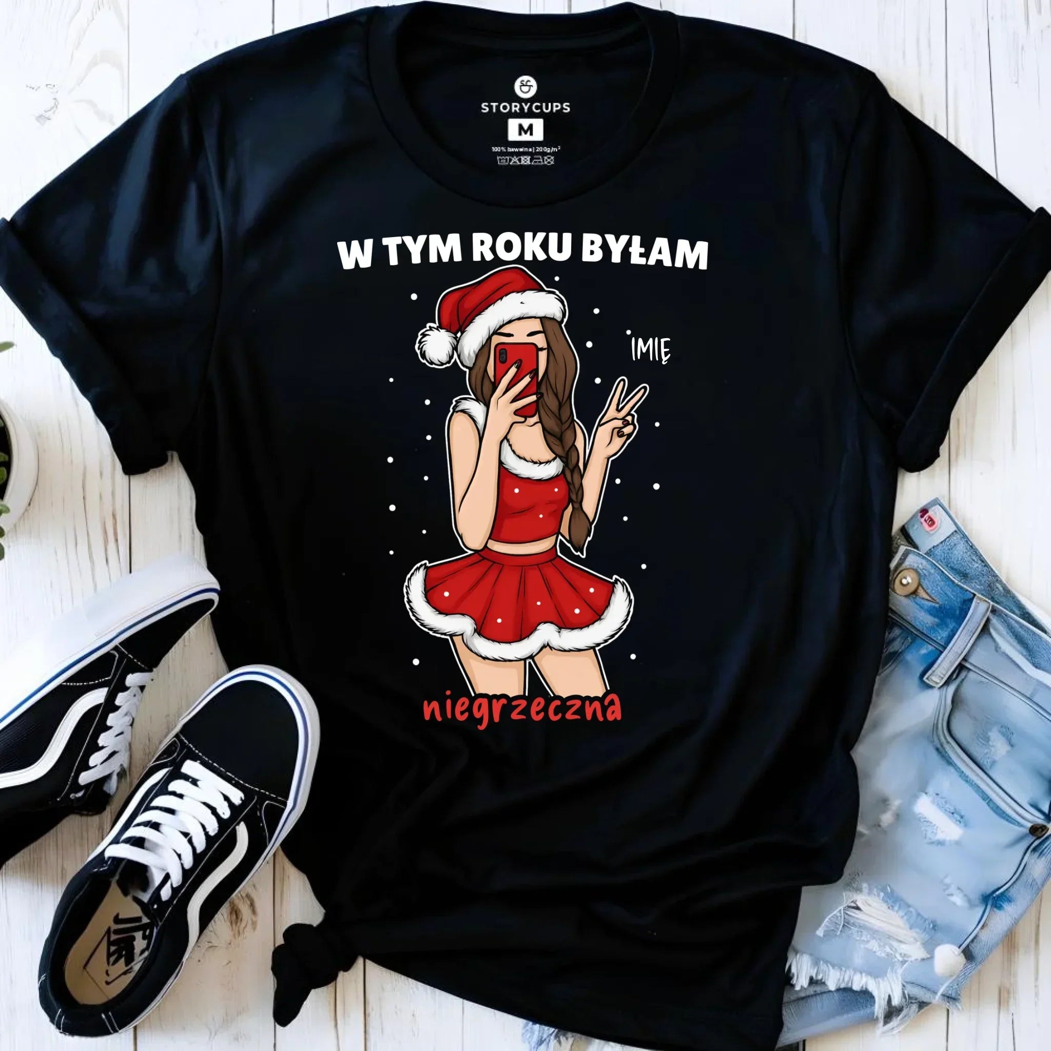 Koszulka damska świąteczna - W tym toku byłam niegrzeczna - personalizowana BN21 - StoryCups.pl