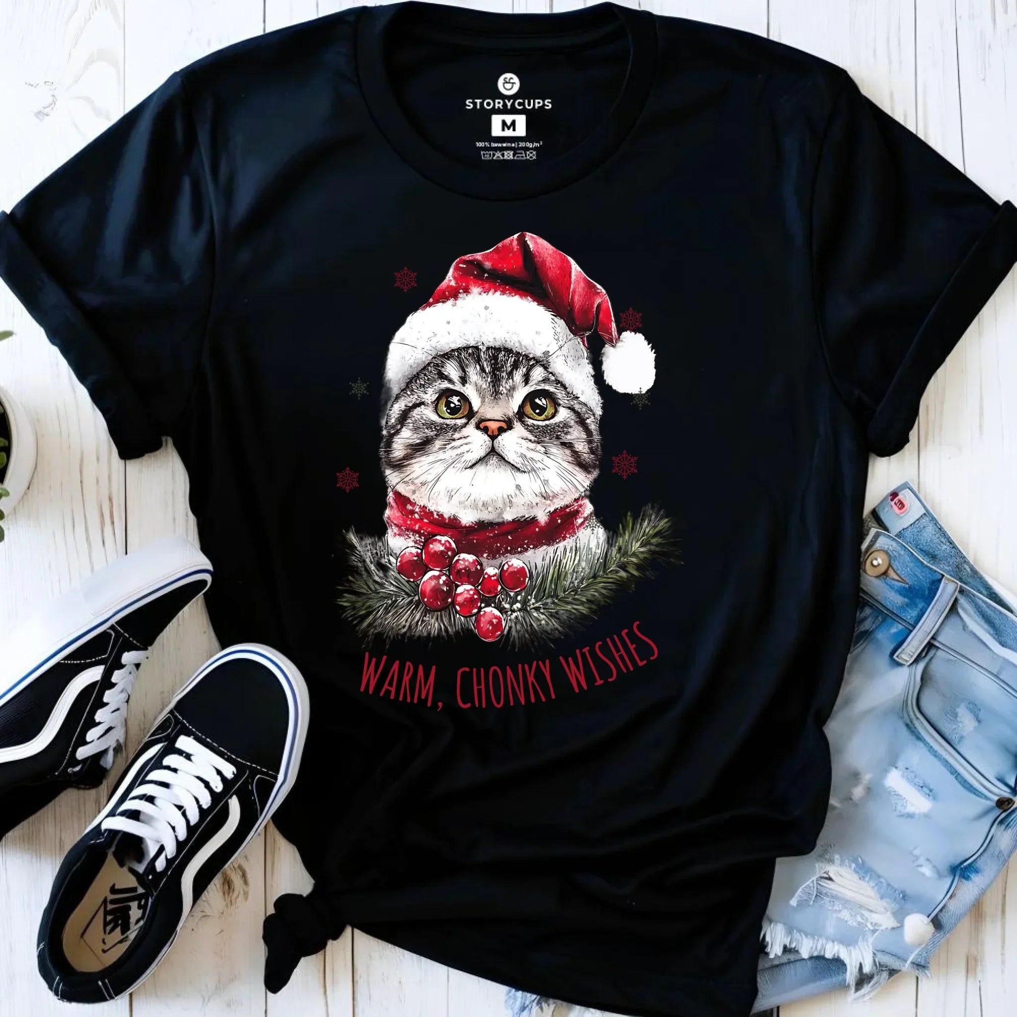 Koszulka damska świąteczna - Warm, Chonky Wishes BN36 - StoryCups.pl