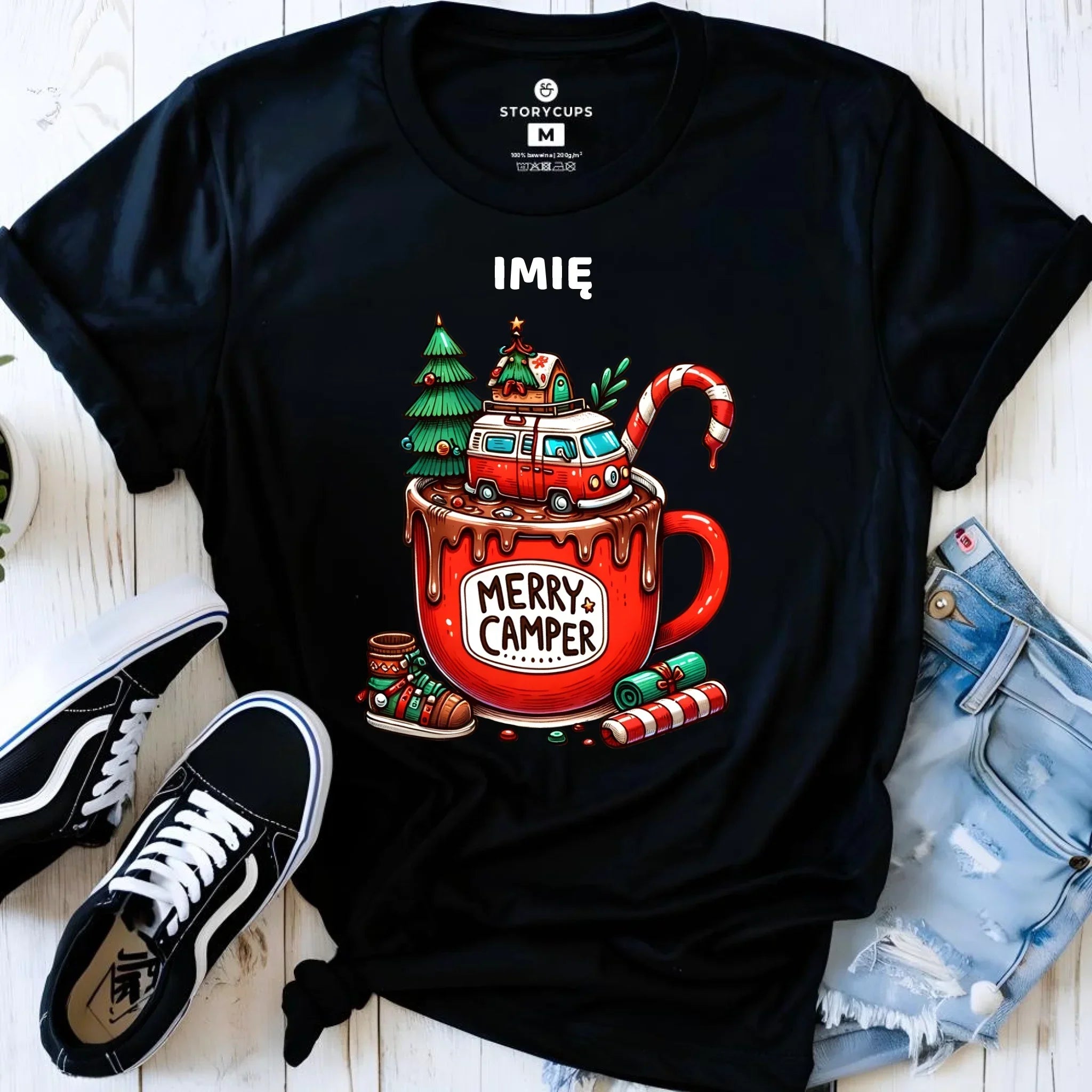 Koszulka damska świąteczna - Kamper Merry Camper - personalizowana BN43 - StoryCups.pl