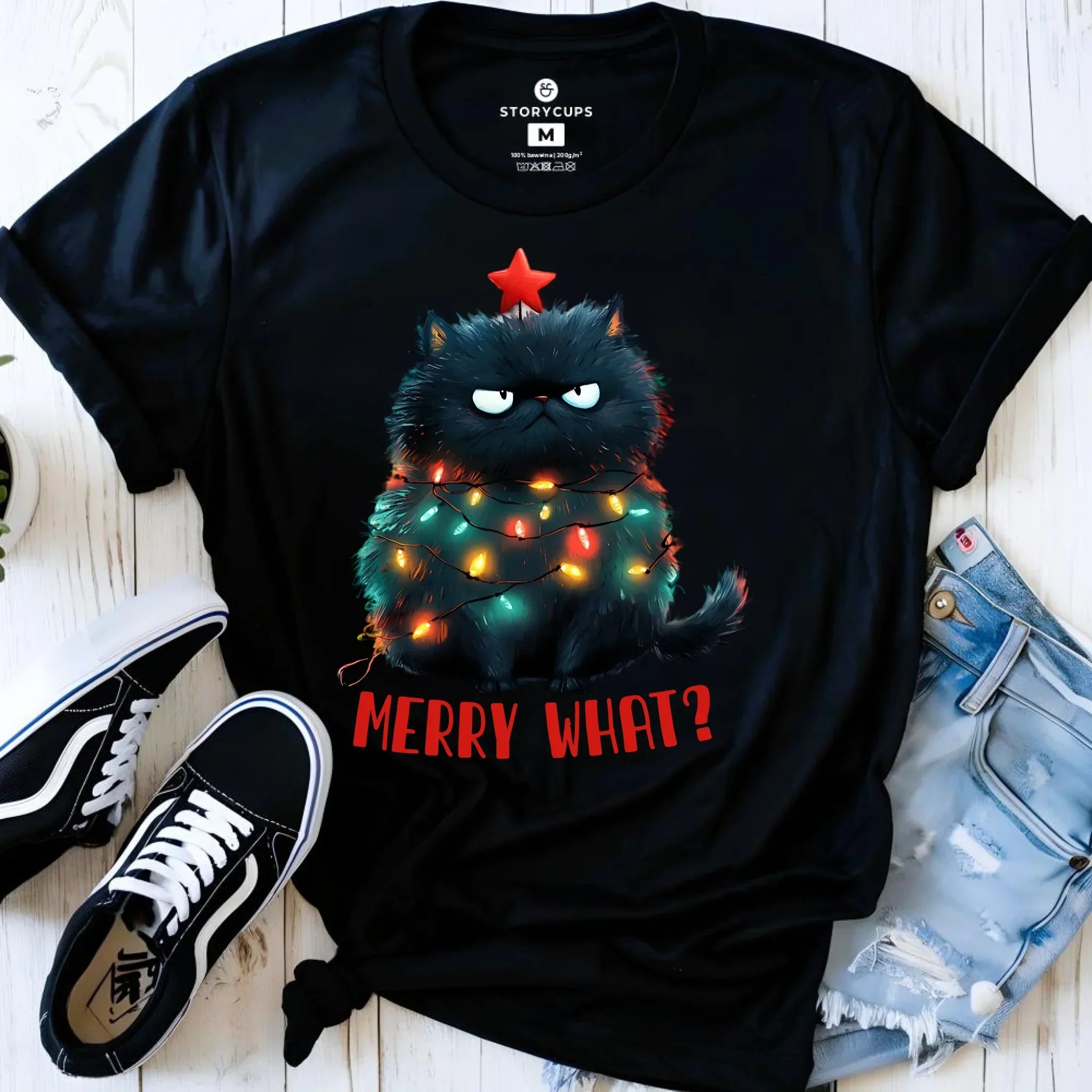 Koszulka damska świąteczna - Grumpy Cat Merry what? BN37 - StoryCups.pl