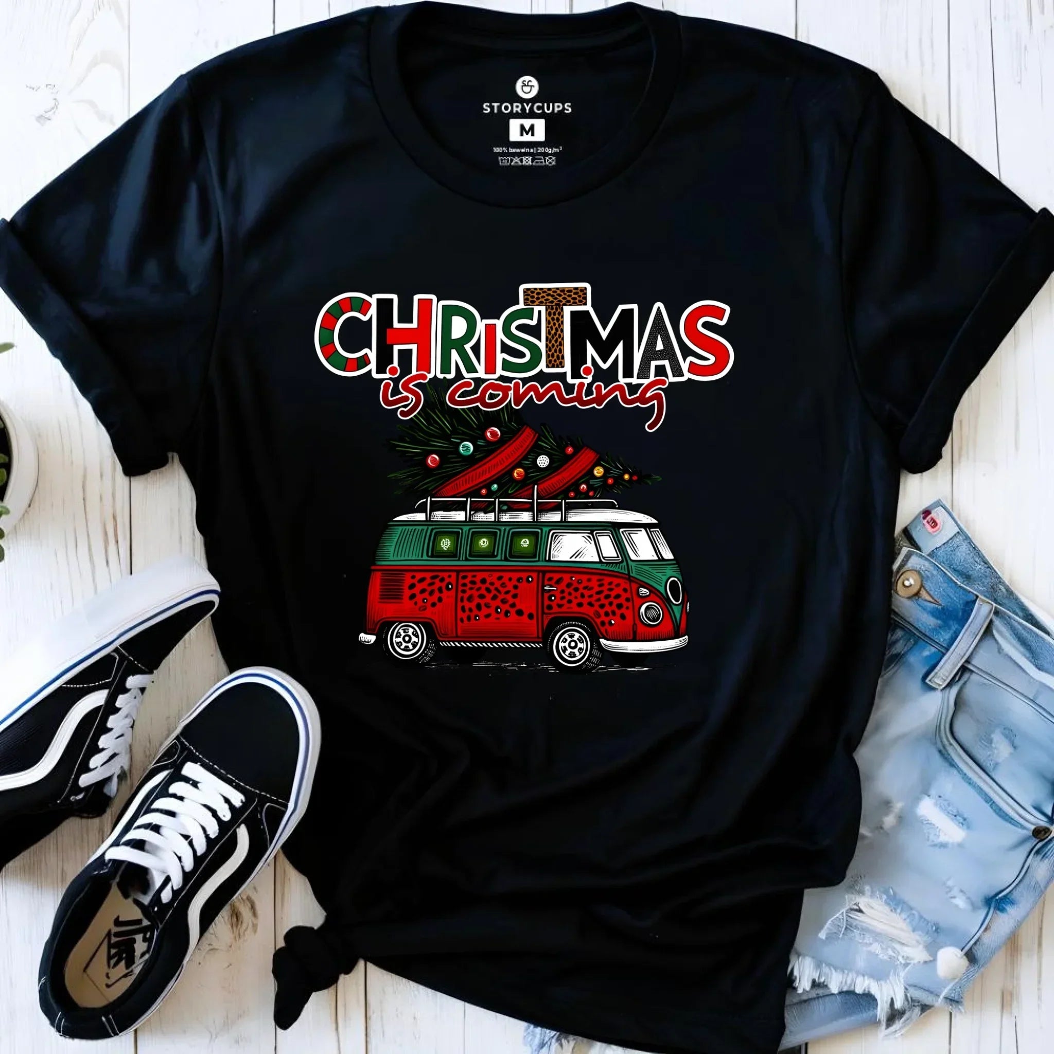 Koszulka damska świąteczna - Kamper Christmas is coming BN42 - StoryCups.pl