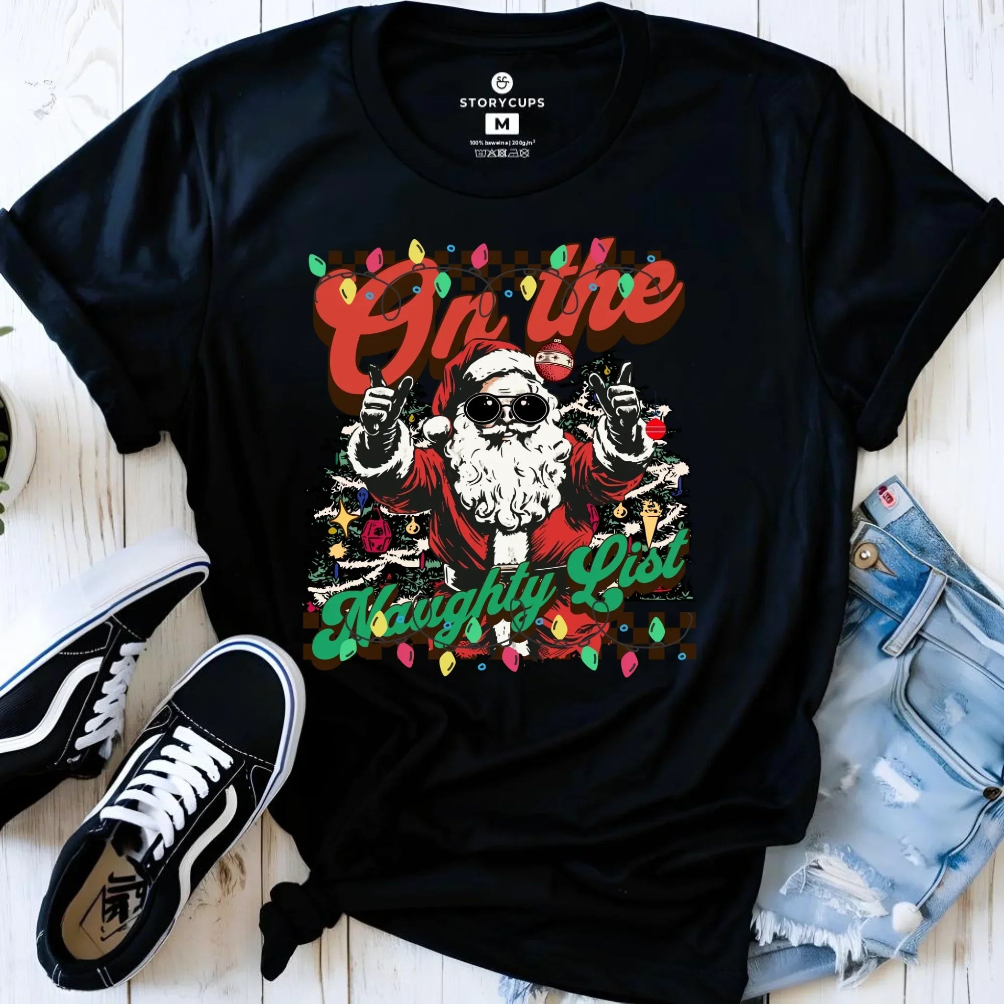 Koszulka damska świąteczna - On the Naughty List BN50 - StoryCups.pl
