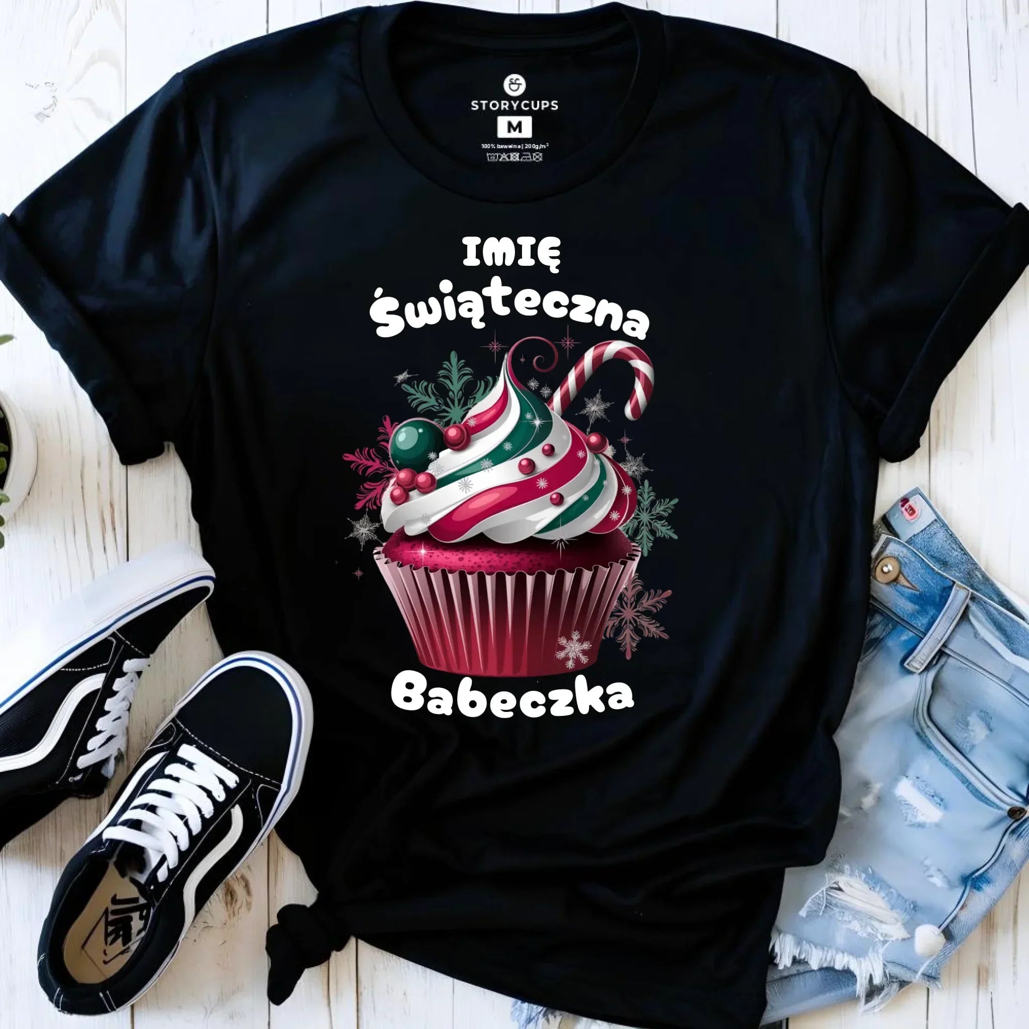 Koszulka damska na święta - Świąteczna babeczka - personalizowana BN30 - StoryCups.pl