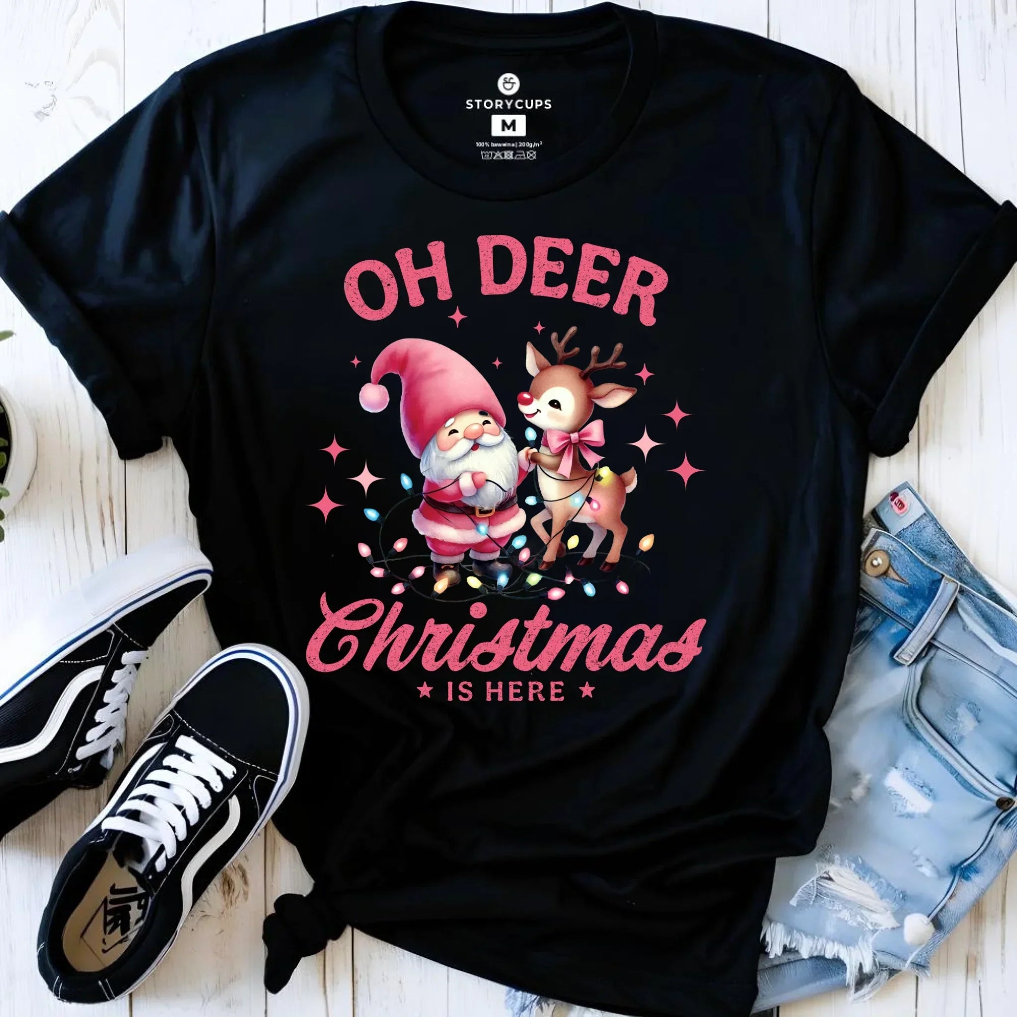 Koszulka damska świąteczna - Oh deer Christmas is here BN59 - StoryCups.pl