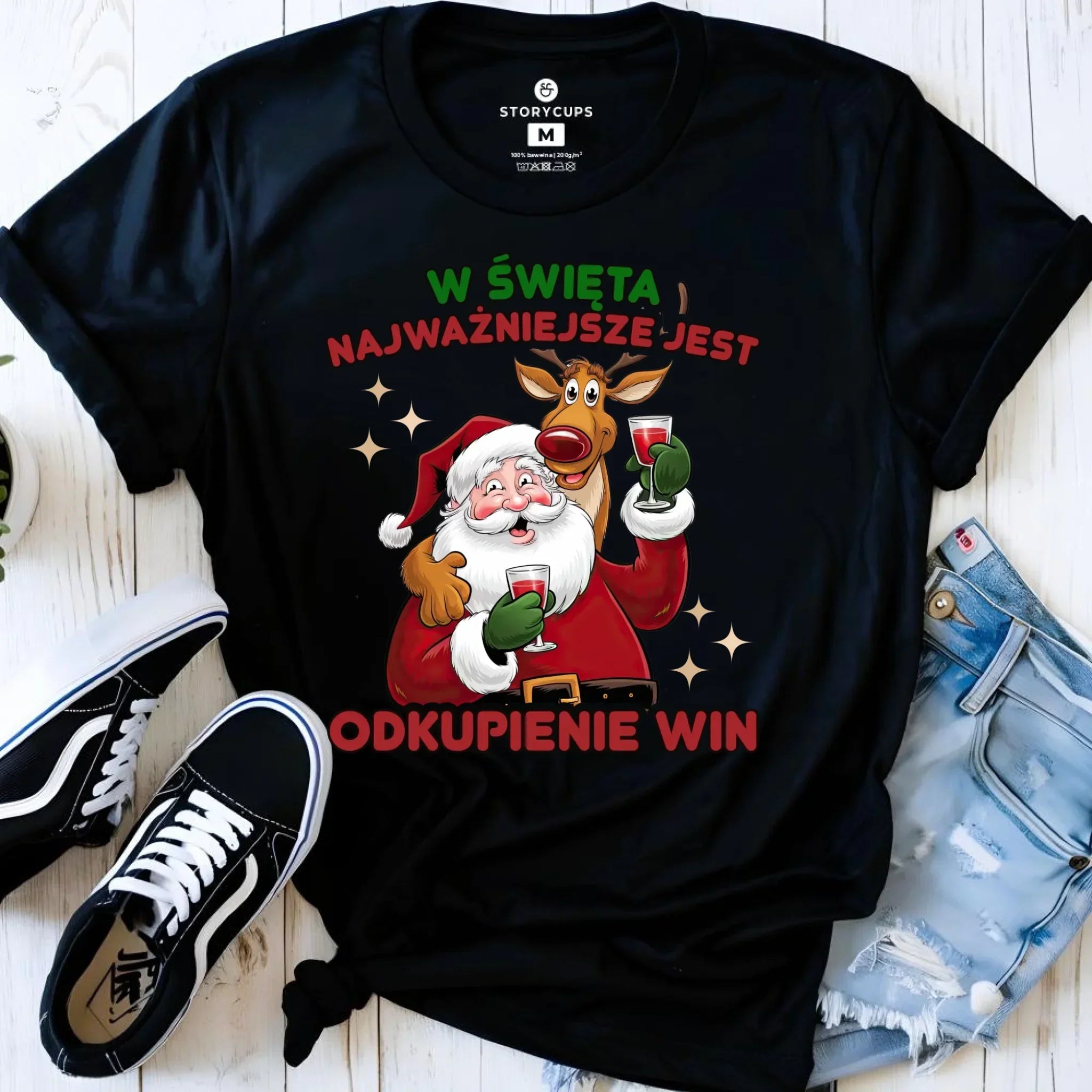 Koszulka damska świąteczna - W święta najważniejsze jest odkupienie win BN73 - StoryCups.pl