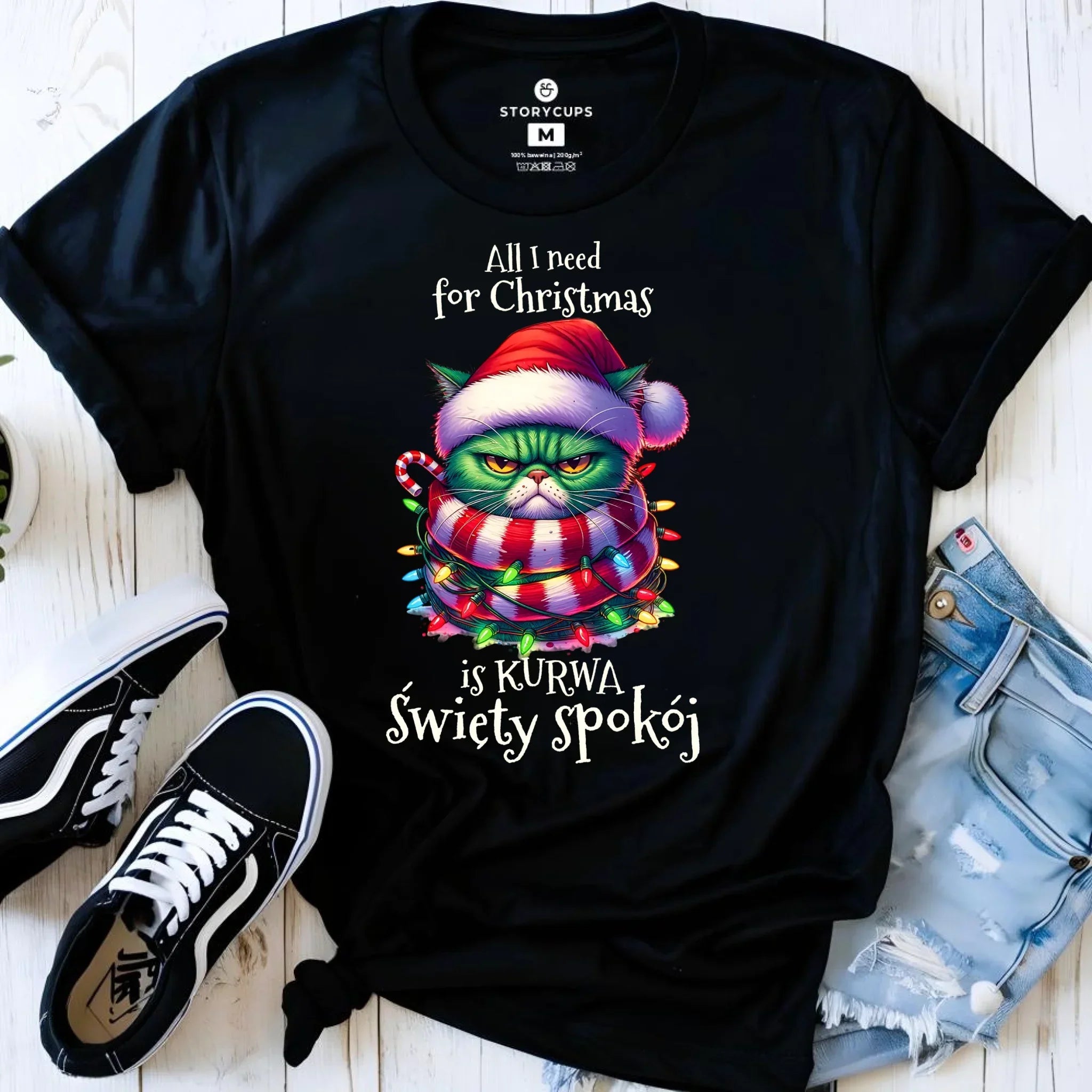 Koszulka damska świąteczna - All I need for Christmas is ku*wa święty spokój - bez cenzury BN101 - StoryCups.pl