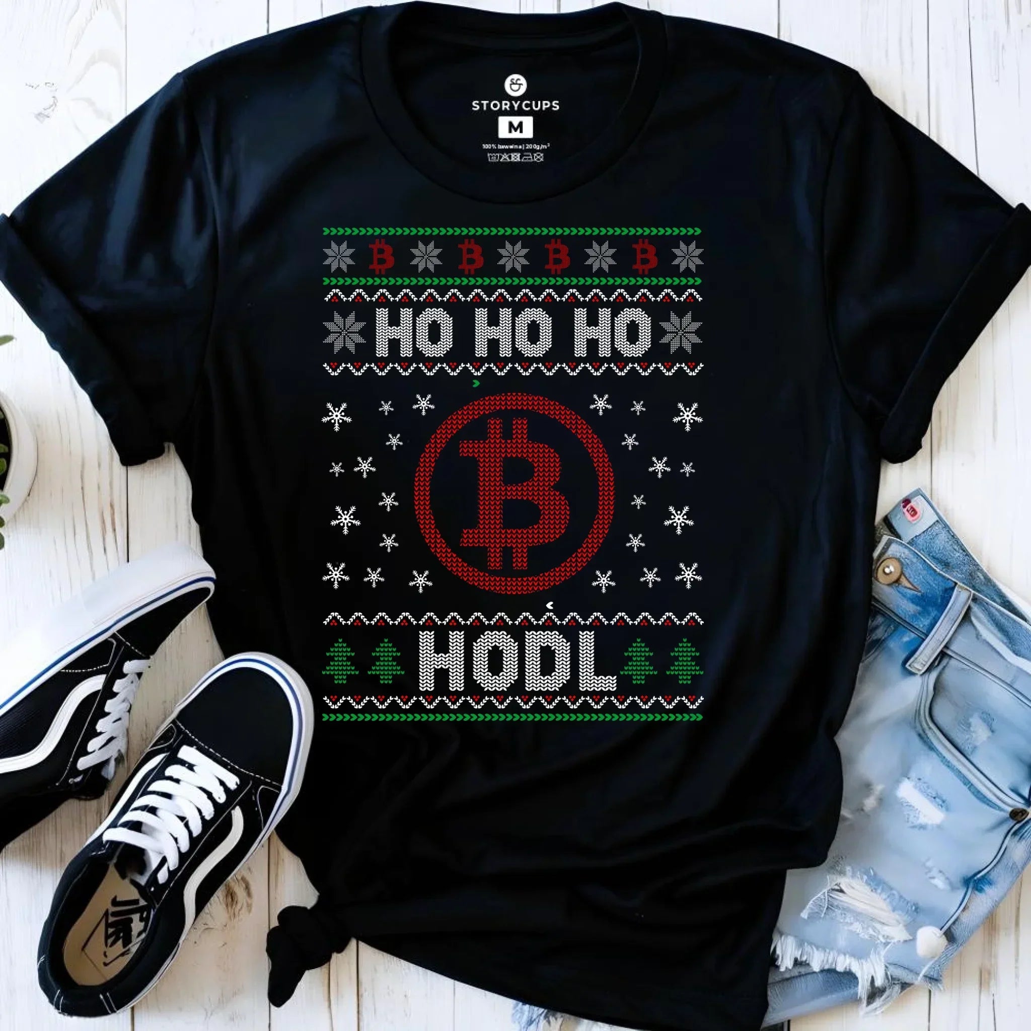 Koszulka damska świąteczna - Bitcoin - Ho Ho hodl BN103 - StoryCups.pl