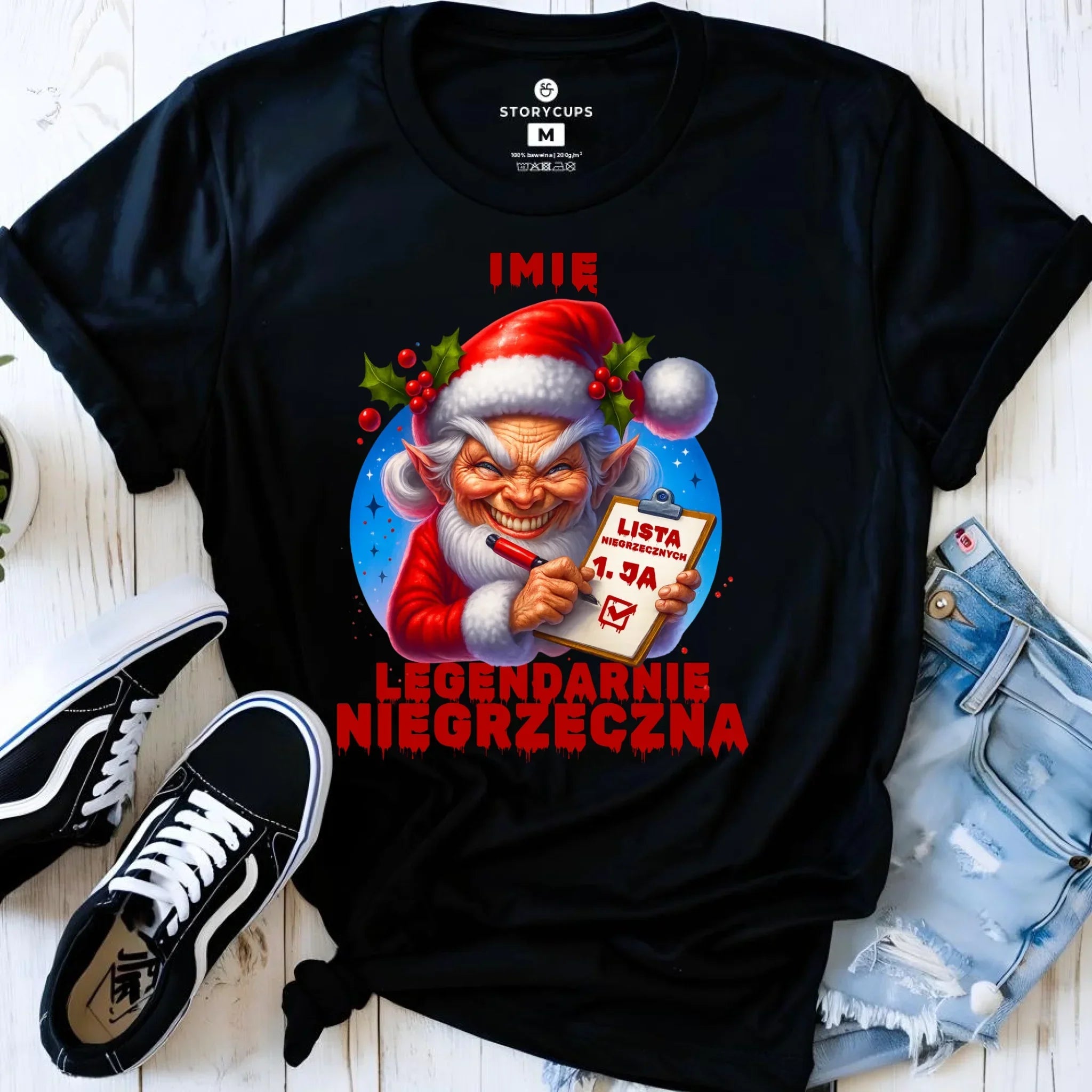 Koszulka damska świąteczna - Legendarnie niegrzeczna - personalizowana BN122 - StoryCups.pl