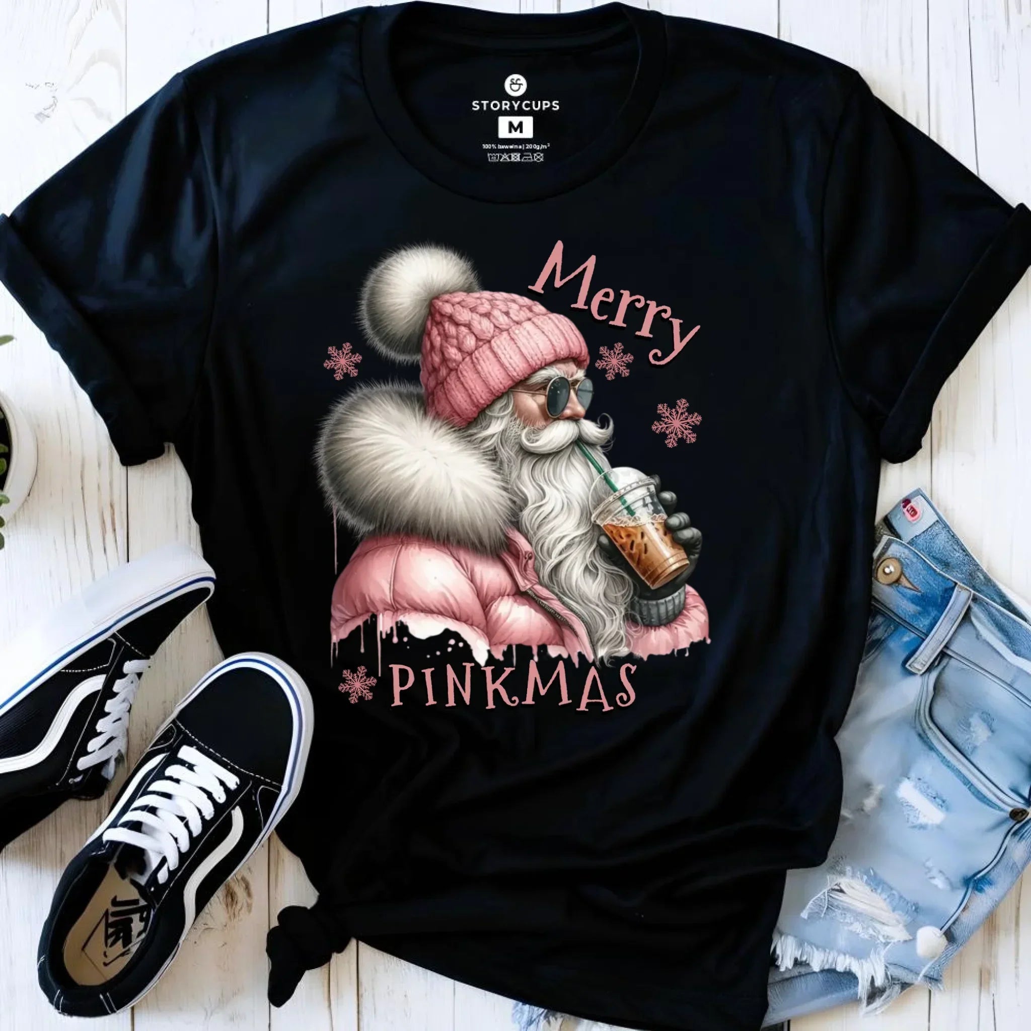 Koszulka damska świąteczna - Różowe Święta - Merry pinkmas BN117 - StoryCups.pl
