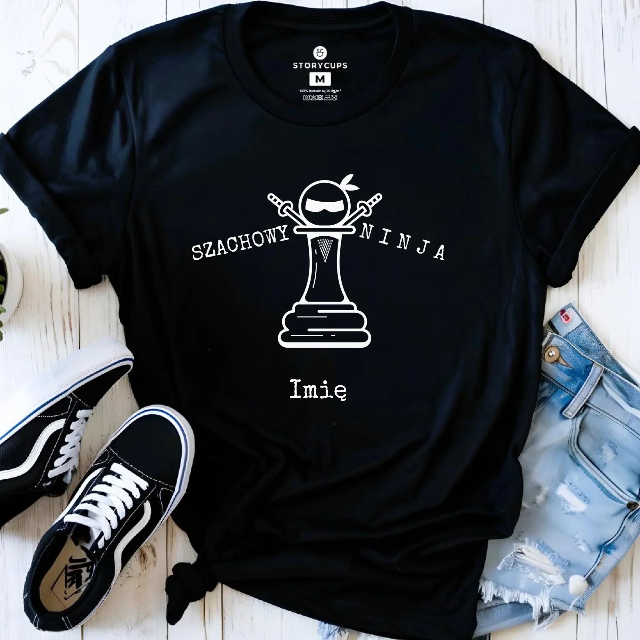 Koszulka damska dla szachisty - Szachowy ninja - personalizowana HSZ01 - StoryCups.pl