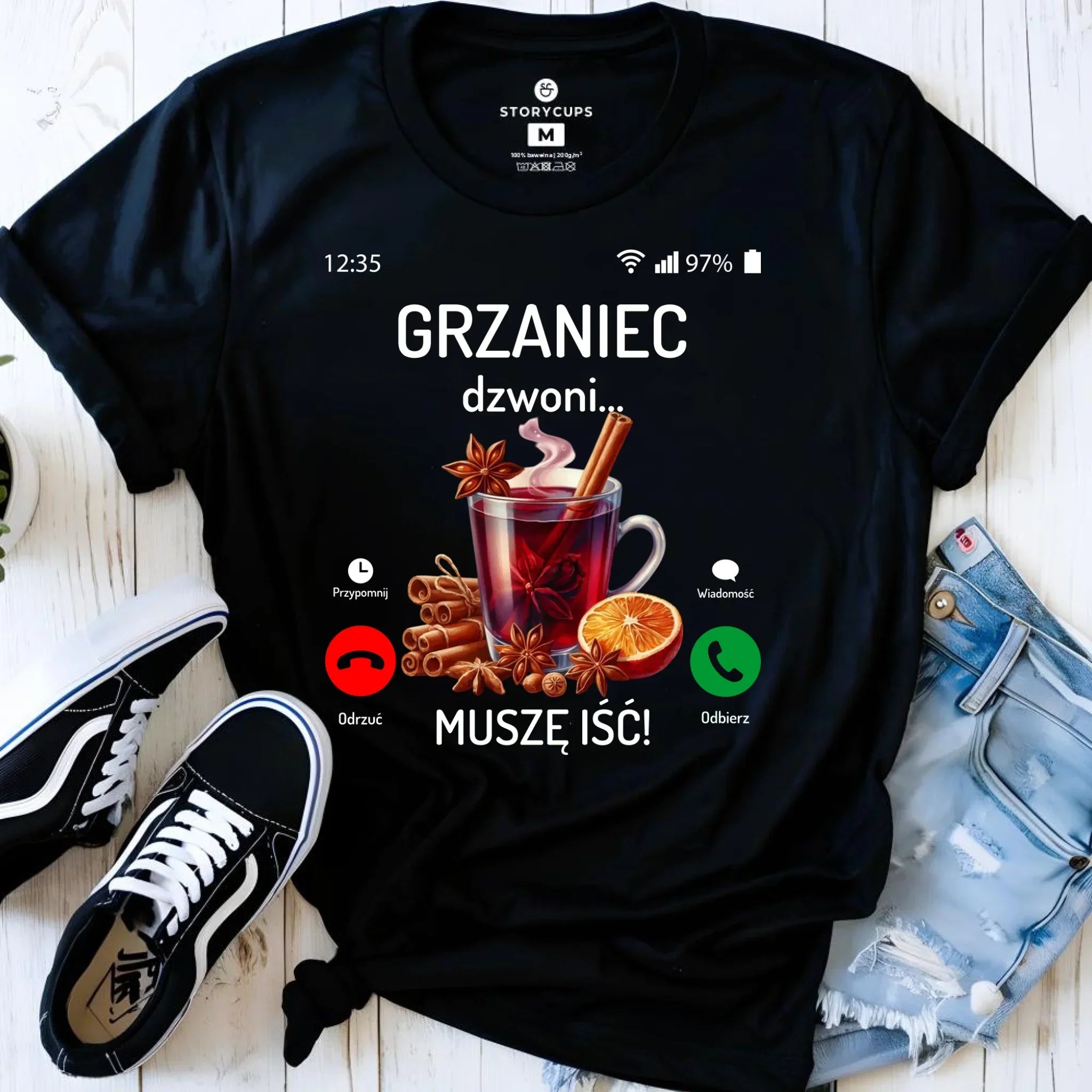 Koszulka damska świąteczna - Grzaniec dzwoni, muszę iść BN127 - StoryCups.pl