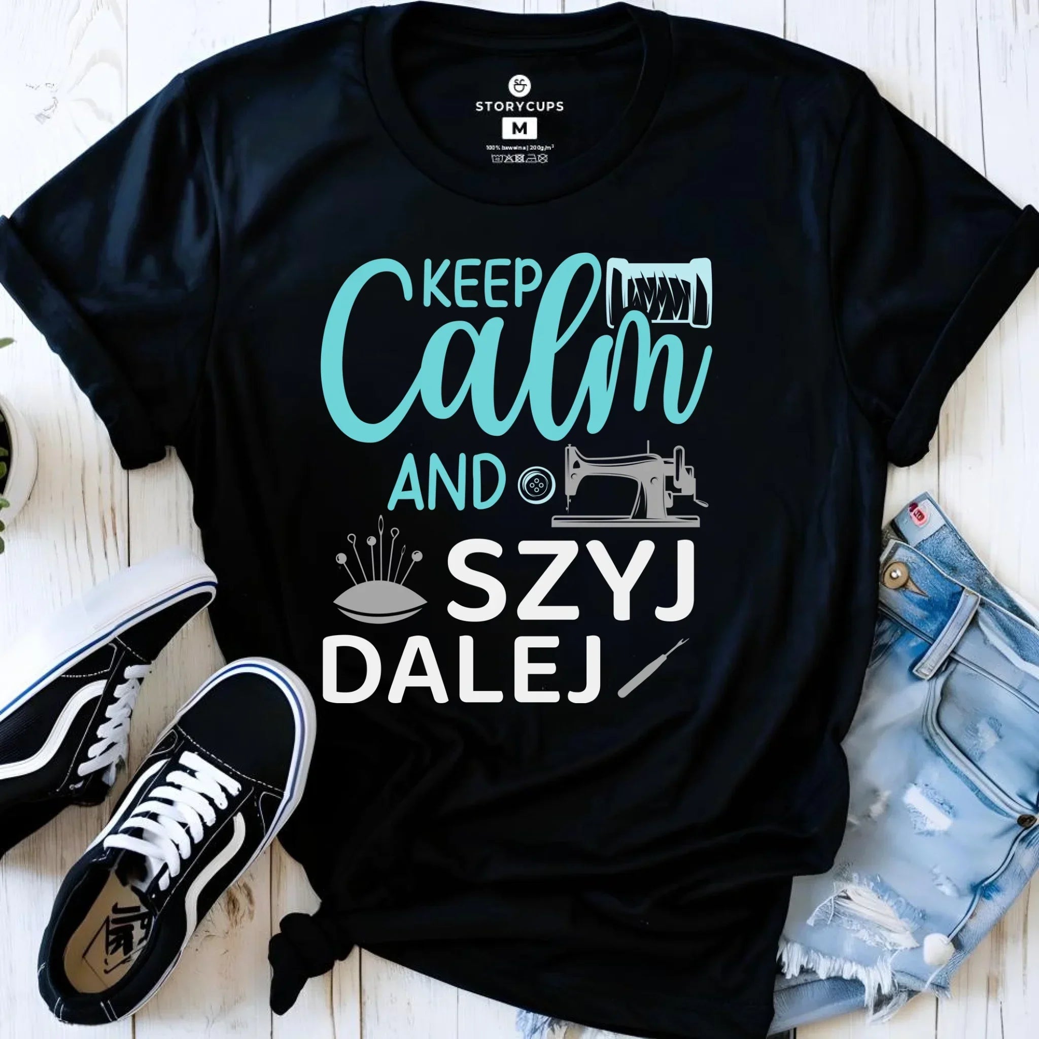 Koszulka damska szyciowa dla krawcowej - KEEP CALM and SZYJ DALEJ HS31 - StoryCups.pl