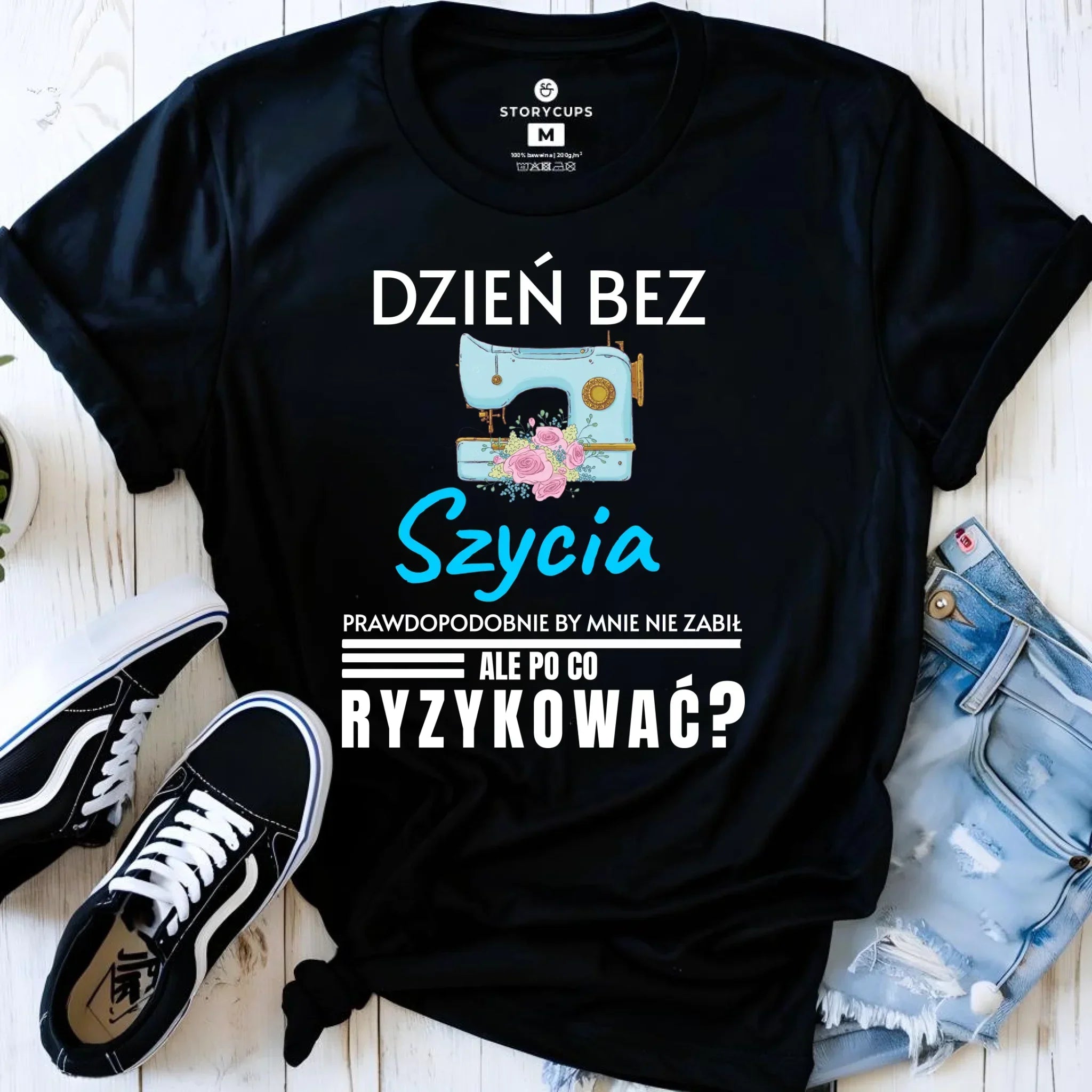 Koszulka damska szyciowa dla krawcowej - Dzień bez szycia HS24 - StoryCups.pl