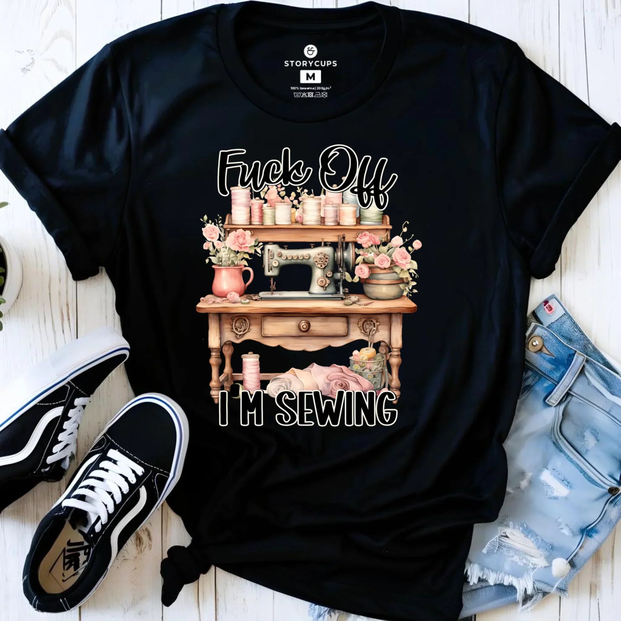 Koszulka damska szyciowa dla krawcowej - Fck off im sewing HS16 - StoryCups.pl