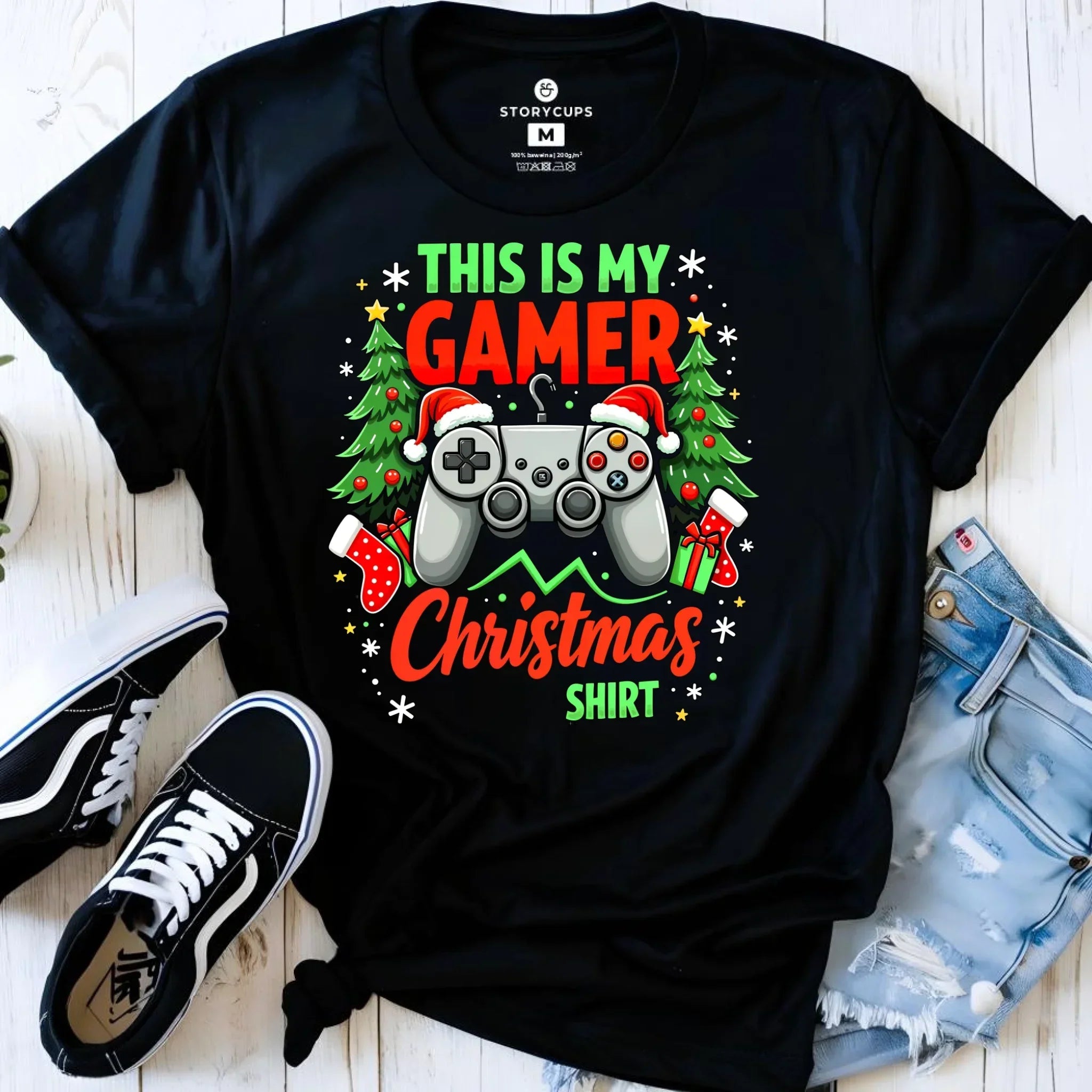 Koszulka damska świąteczna - prezent dla gracza - Gamer Christmas T-shirt BN135 - StoryCups.pl