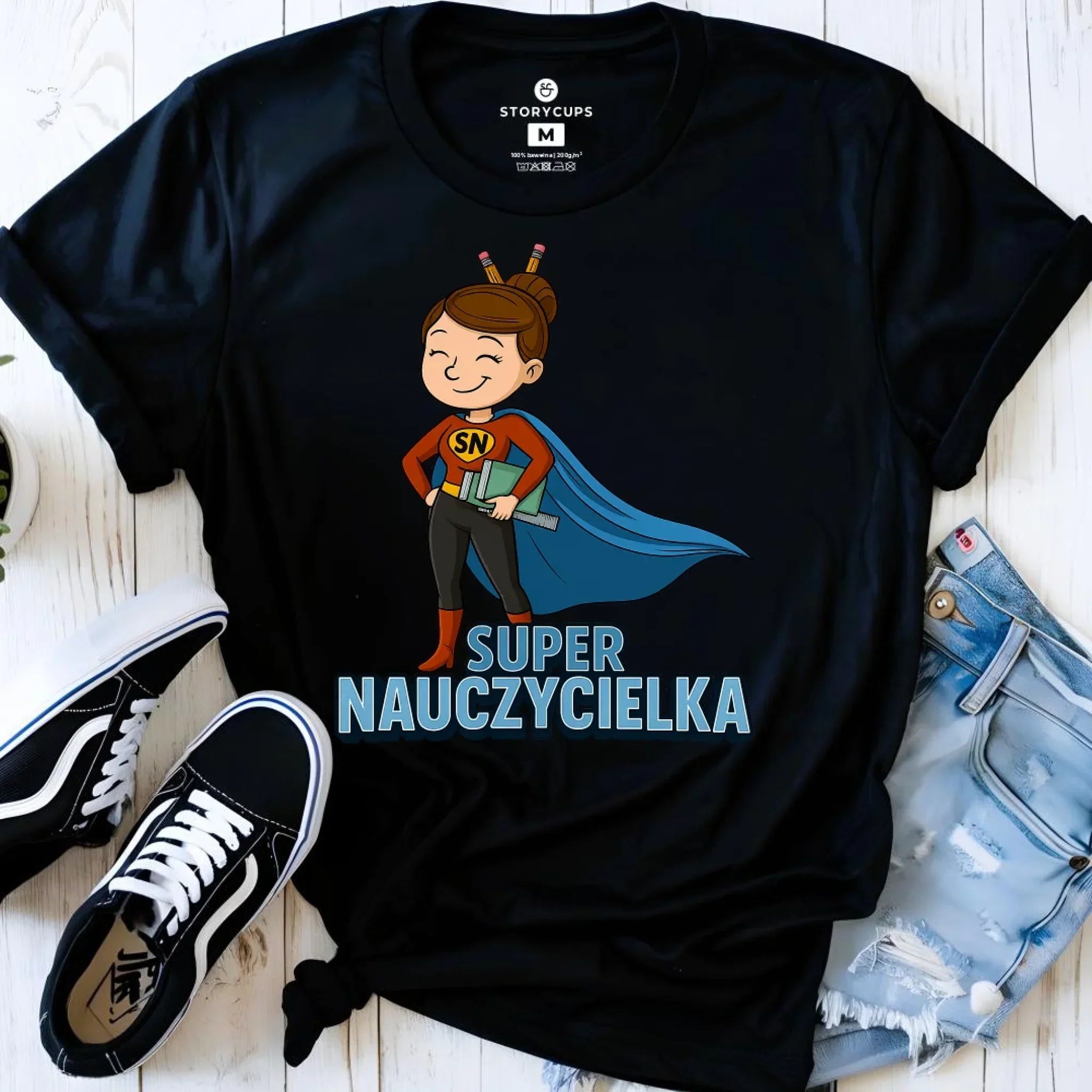 Koszulka damska dla nauczycielki - Super nauczycielka N08 - StoryCups.pl