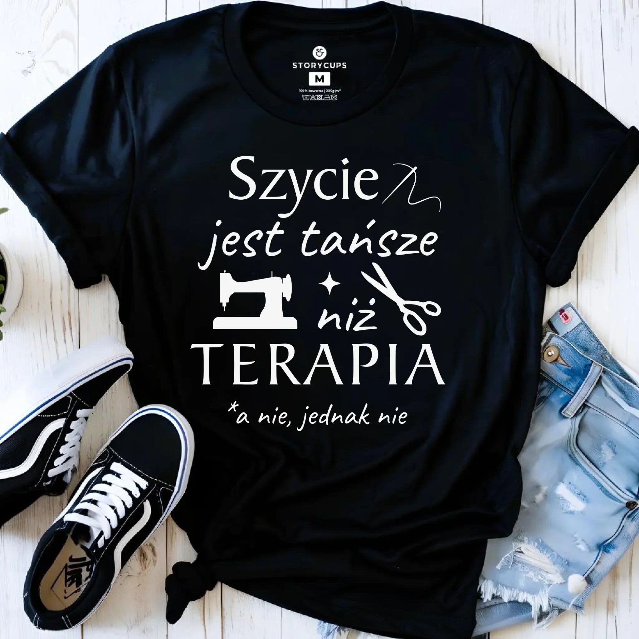 Koszulka damska szyciowa dla krawcowej - Szycie tańsze niż terapia HS04 - StoryCups.pl