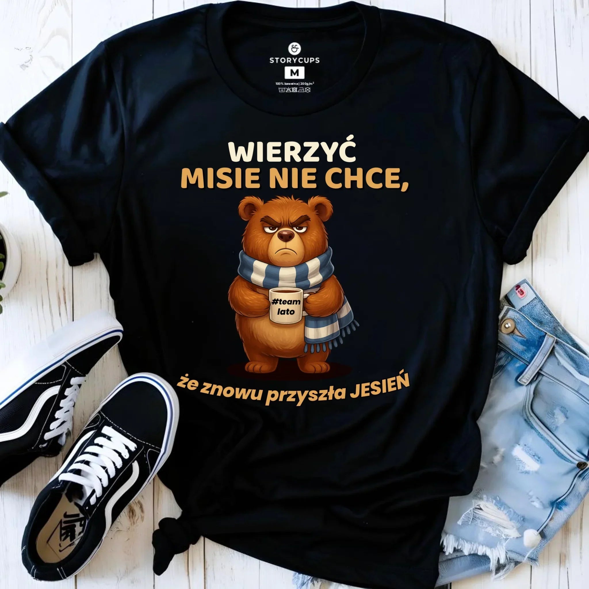 Koszulka damska jesienna - Wierzyć MISIE nie chce, że znowu przyszła jesień - Team lato JS35 - StoryCups.pl