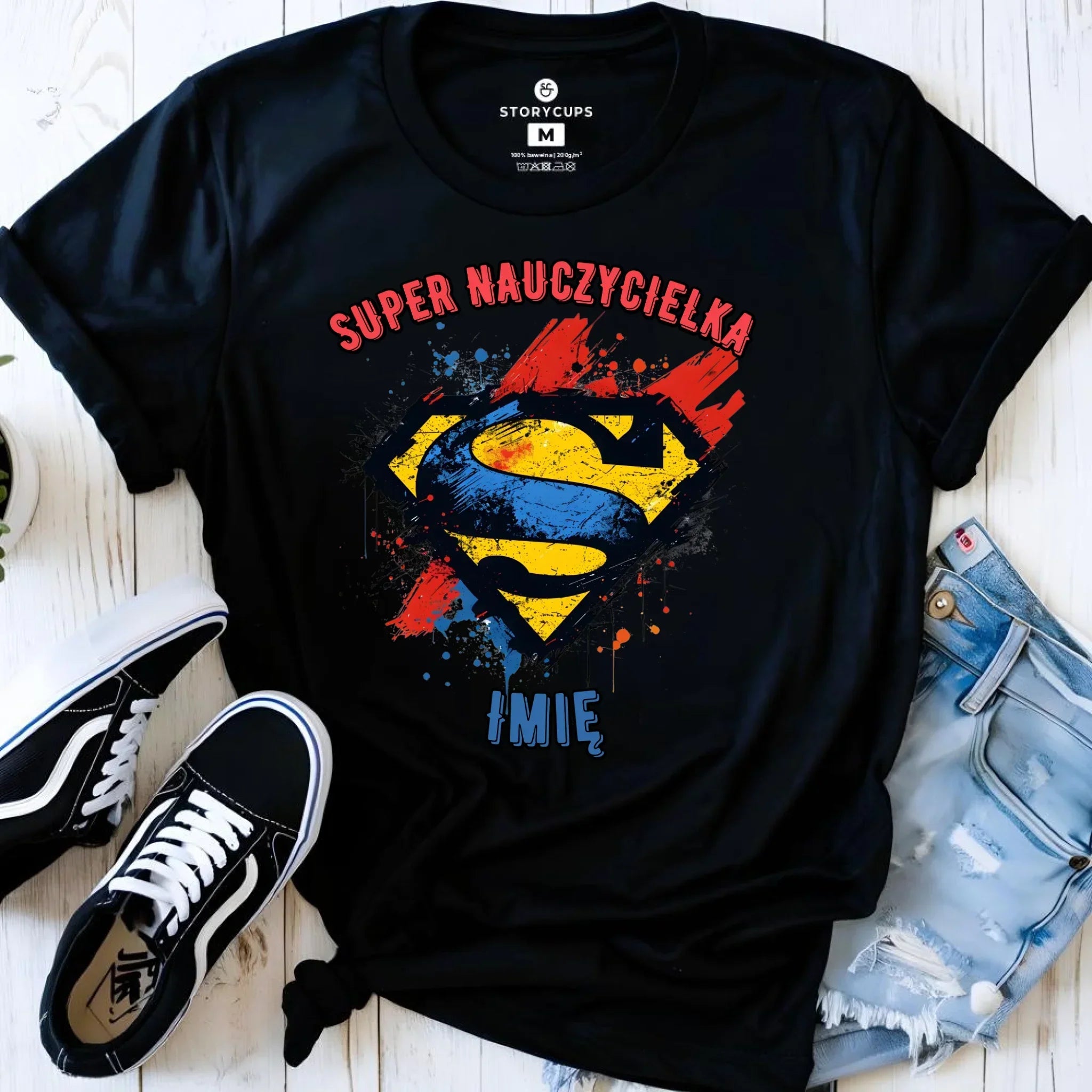 Koszulka damska dla nauczycielki - Super Nauczycielka - personalizowana N27 - StoryCups.pl