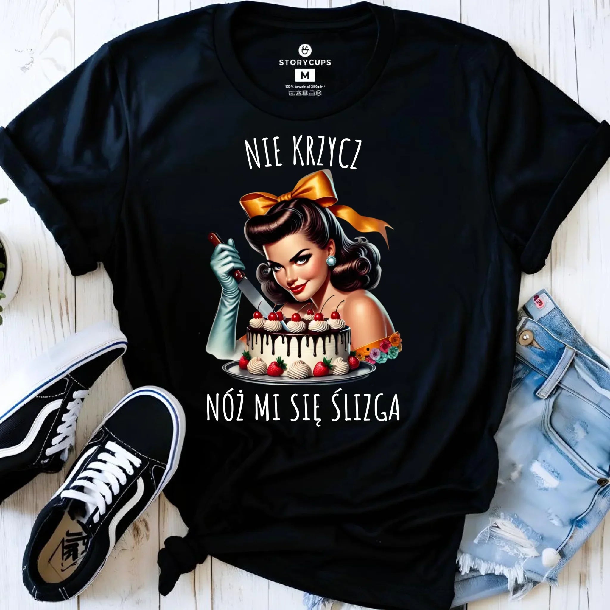 Koszulka damska - Nie krzycz, nóż mi się ślizga - Czarny humor DZ22 - StoryCups.pl