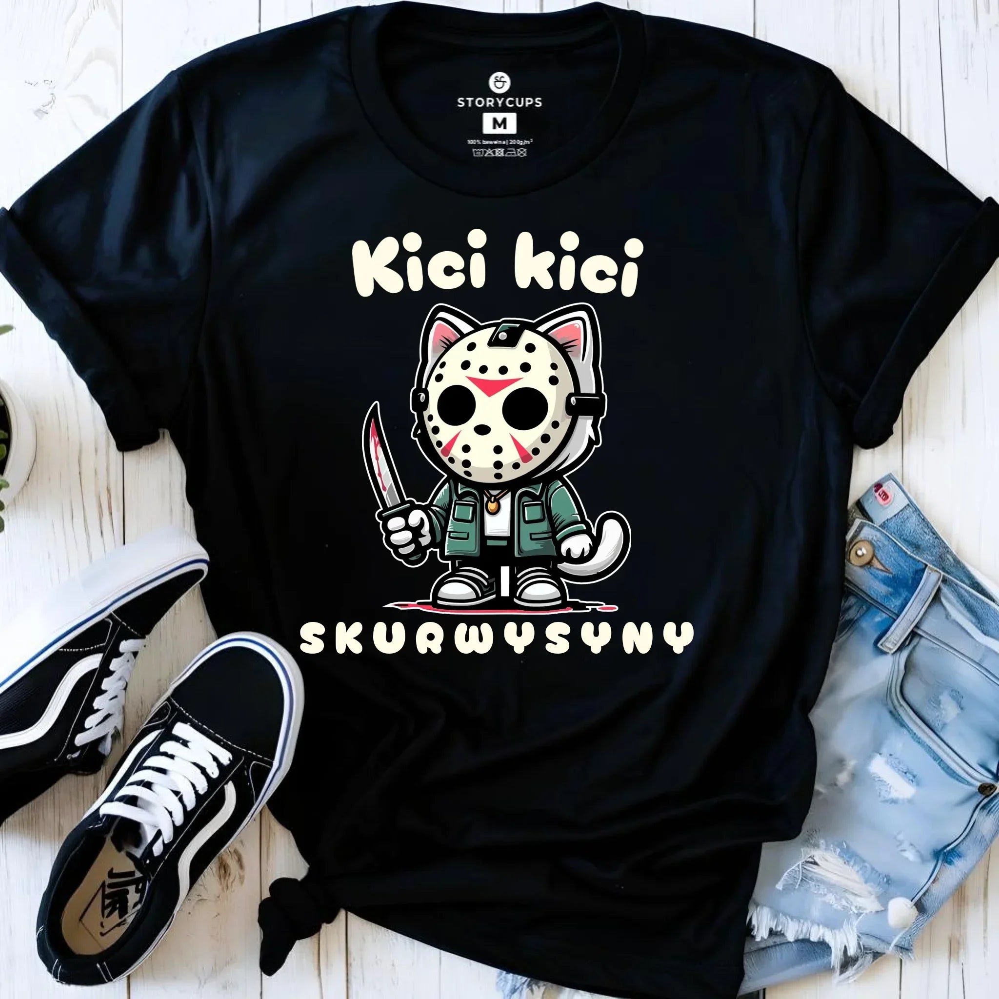 Koszulka damska na Halloween - Kici kici sk*rwysyny - bez cenzury HL28 - StoryCups.pl