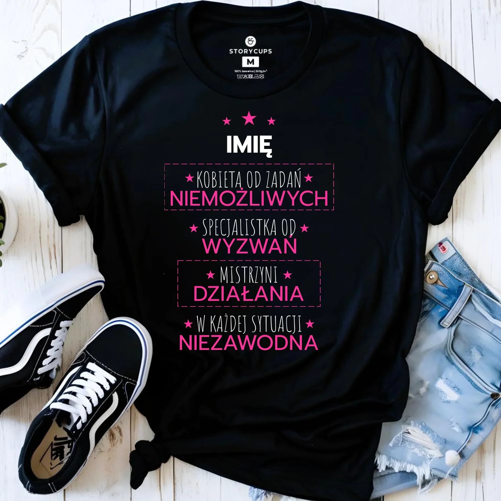 Koszulka damska - Kobieta od zadań niemożliwych - personalizowana DZ19 - StoryCups.pl