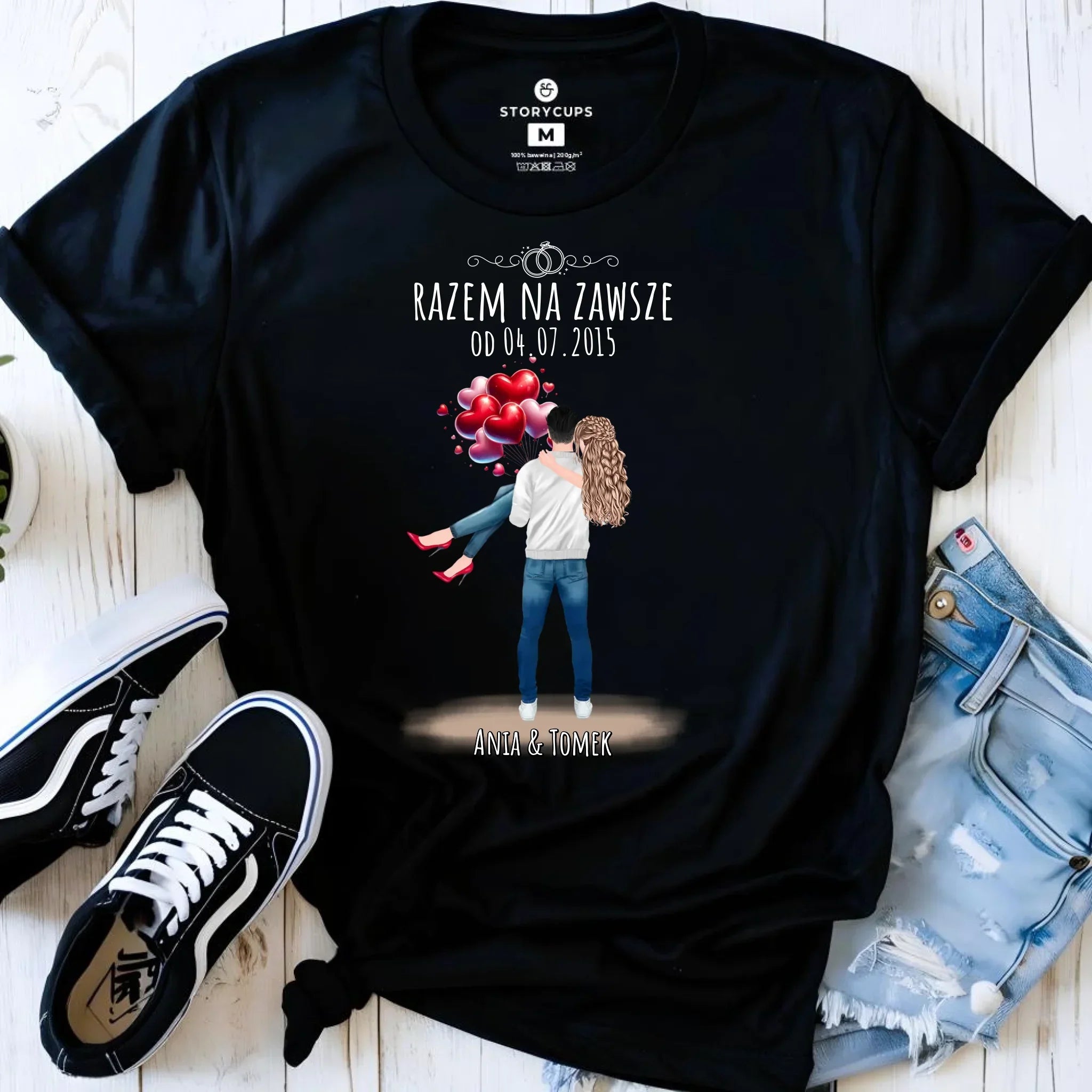 Koszulka damska dla par na rocznicę - Razem na zawsze - personalizowana W14 - StoryCups.pl