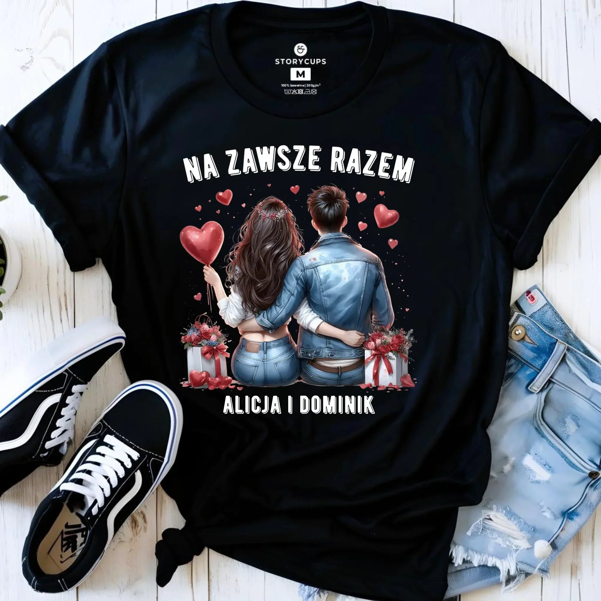 Koszulka damska dla par - Na zawsze razem - personalizowana W07 - StoryCups.pl