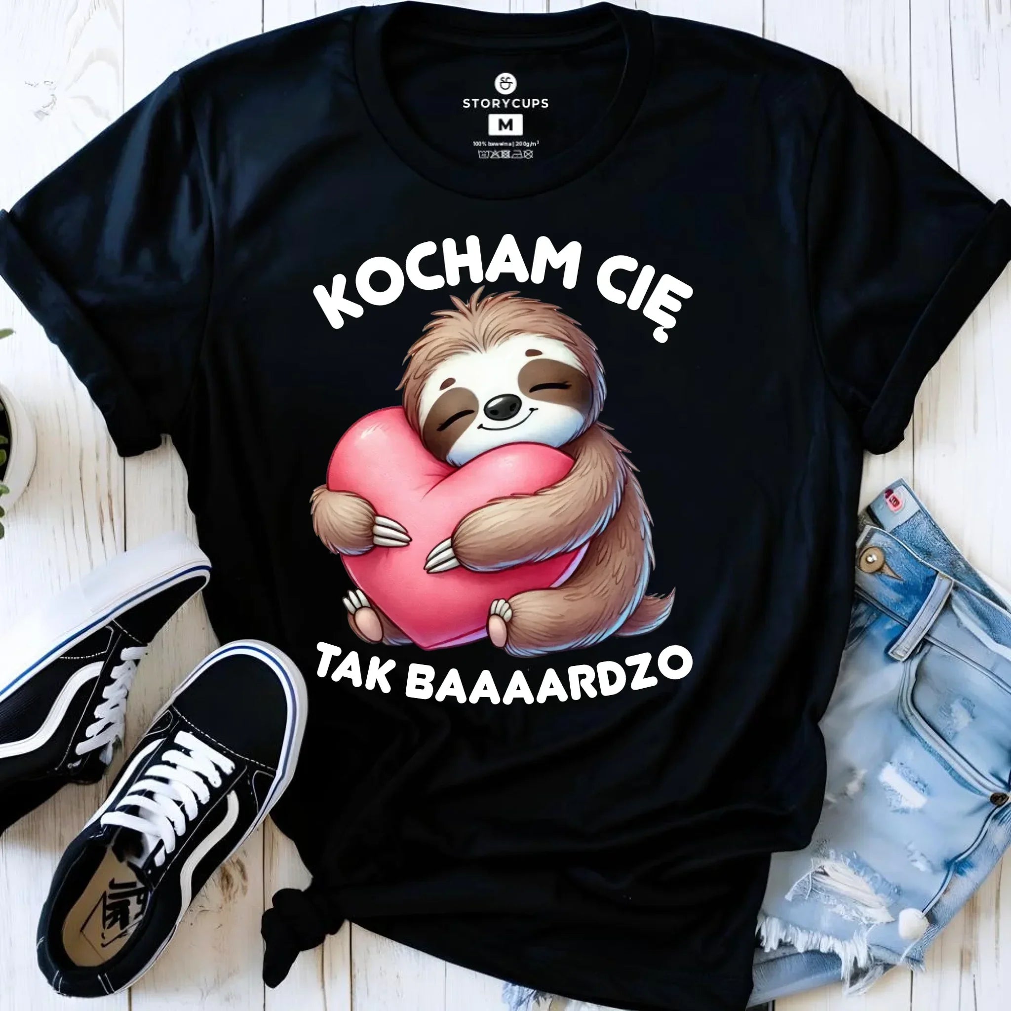 Koszulka damska - Leniwiec Kocham Cię tak baaaardzo W16 - StoryCups.pl