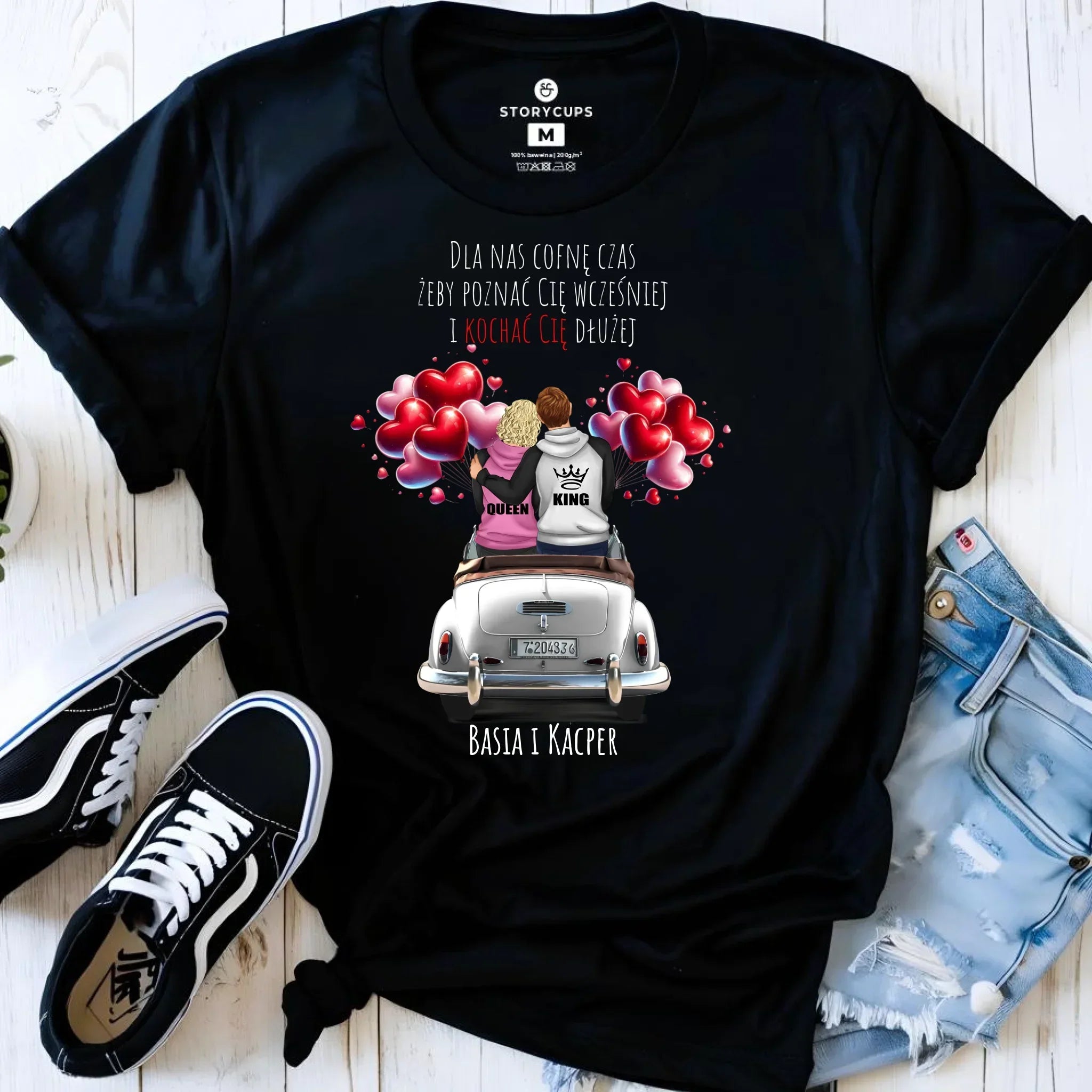 Koszulka damska dla par - Dla nas cofnę czas - personalizowana W08 - StoryCups.pl
