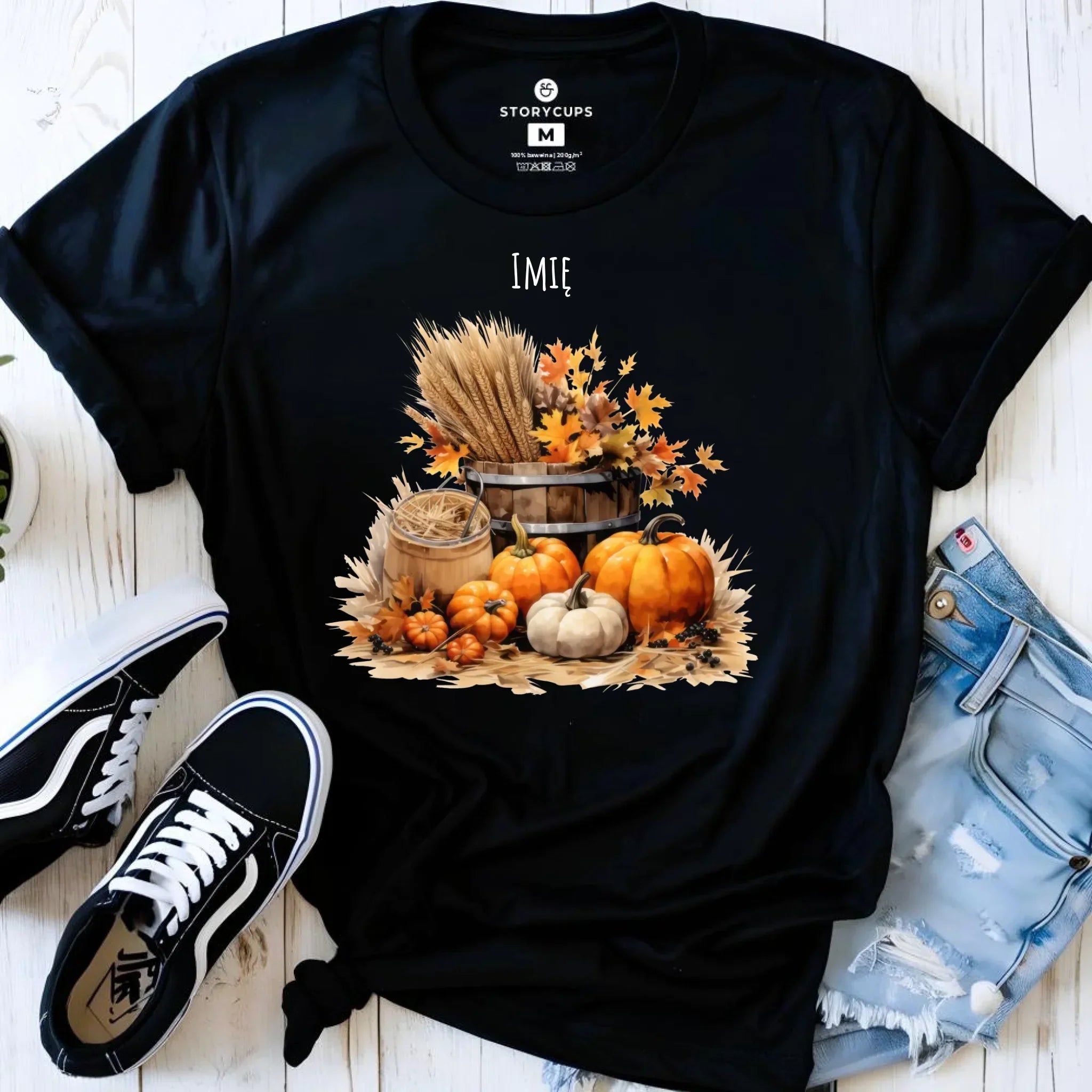 Koszulka damska jesieniara - Harvest vibes - personalizowana JS09 - StoryCups.pl
