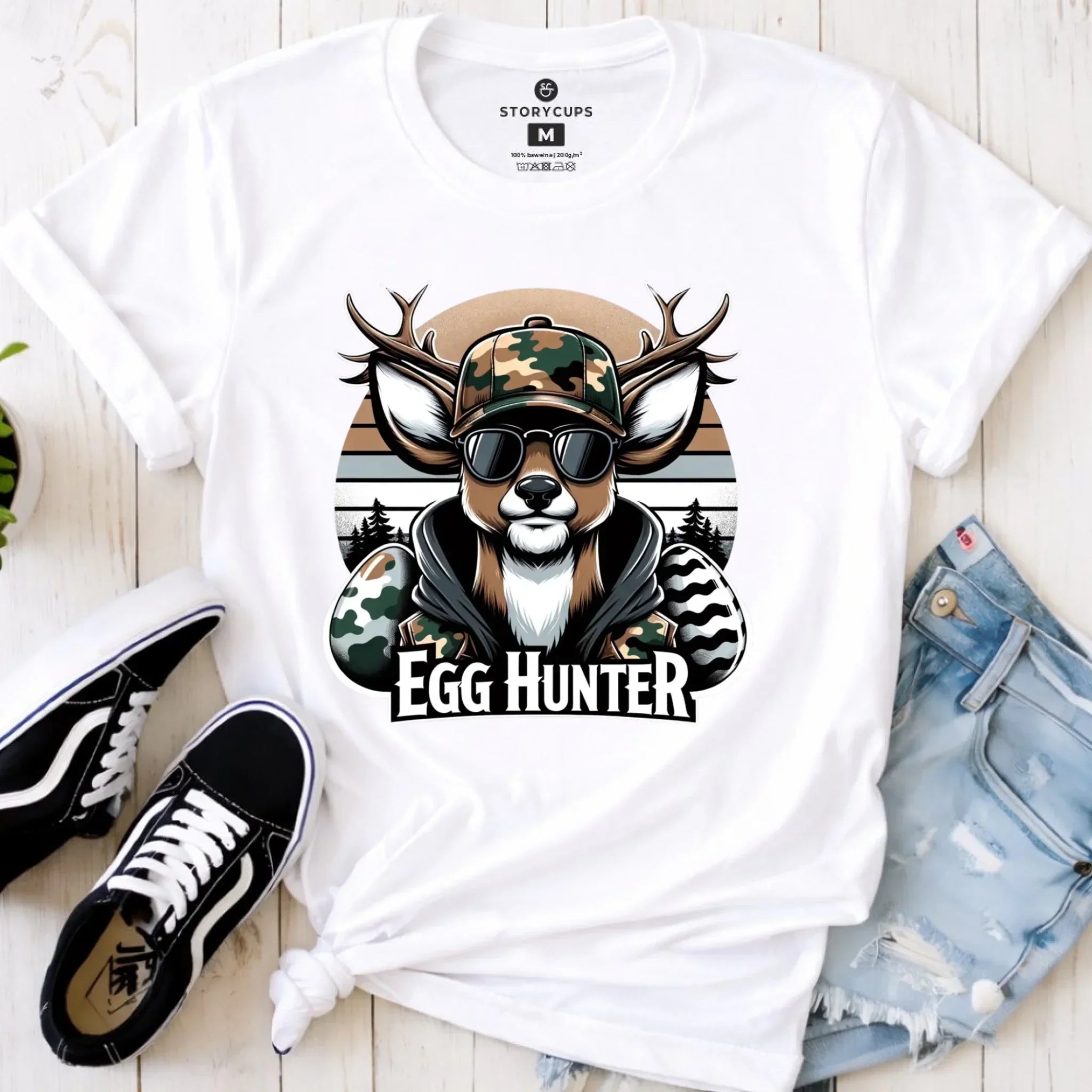 Koszulka damska wielkanocna - Jeleń Survival Egg hunter WN19 - StoryCups.pl