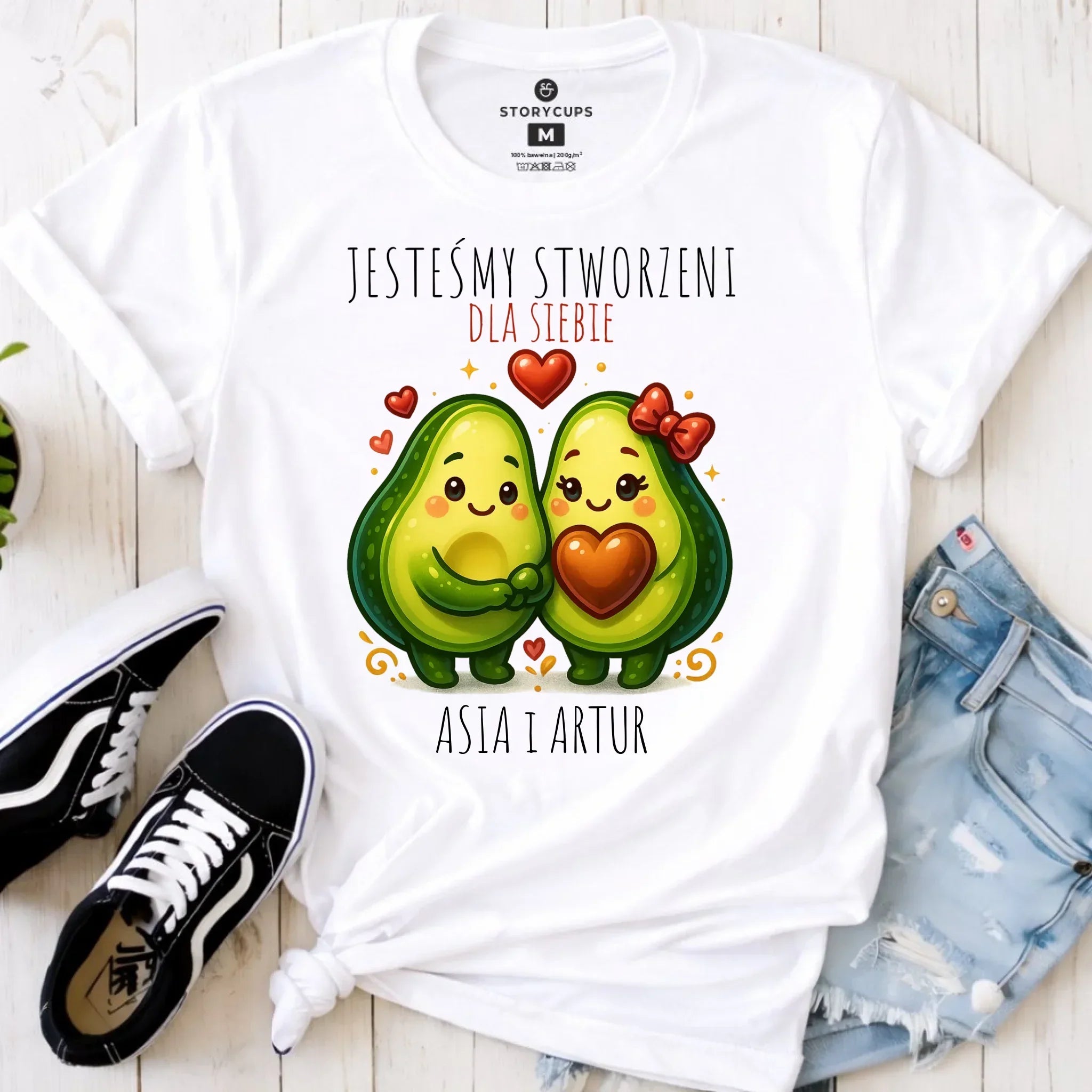 Koszulka damska - Awokado Stworzeni dla siebie - personalizowana W91 - StoryCups.pl