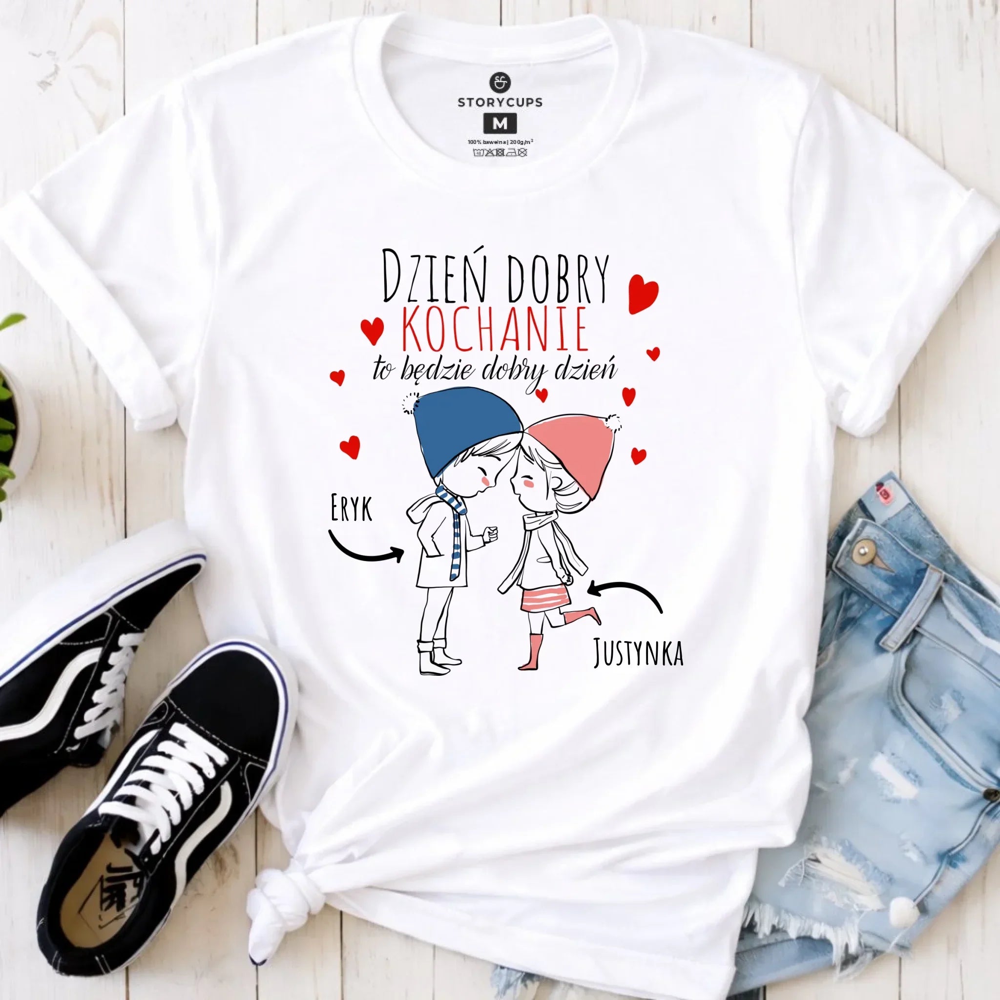 Koszulka damska dla par - Dzień dobry Kochanie - personalizowana W10 - StoryCups.pl