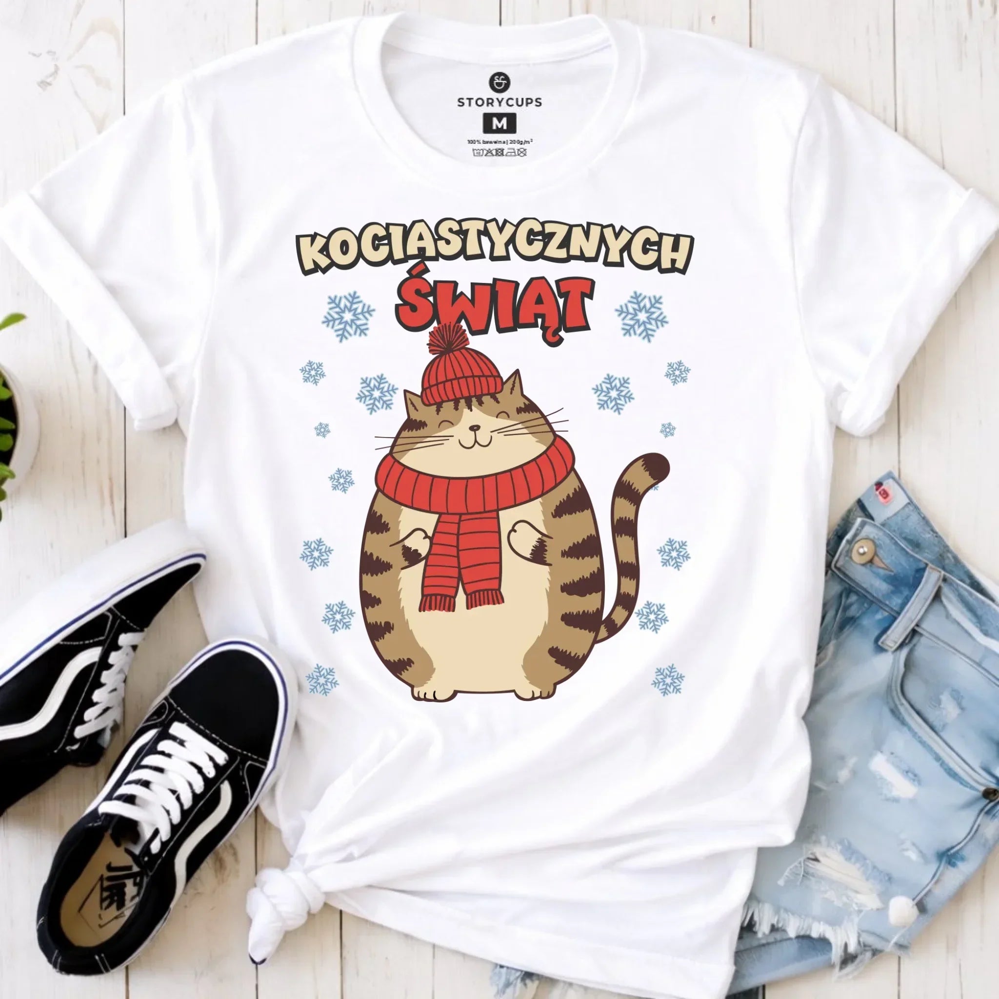 Koszulka damska świąteczna - prezent na święta - Kociastycznych świąt BN154 - StoryCups.pl