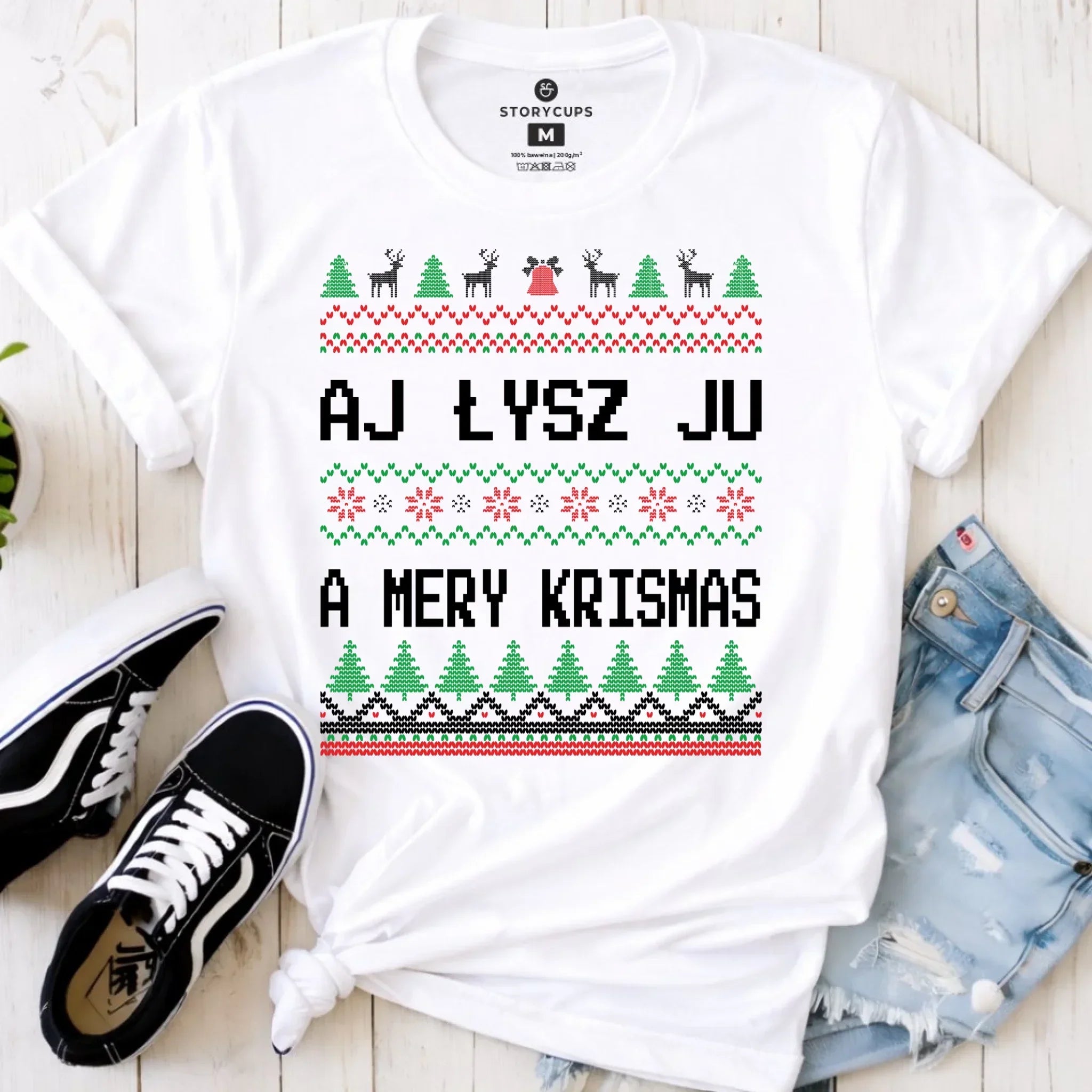 Koszulka damska świąteczna - Aj łysz ju a mery krismas BN12 - StoryCups.pl