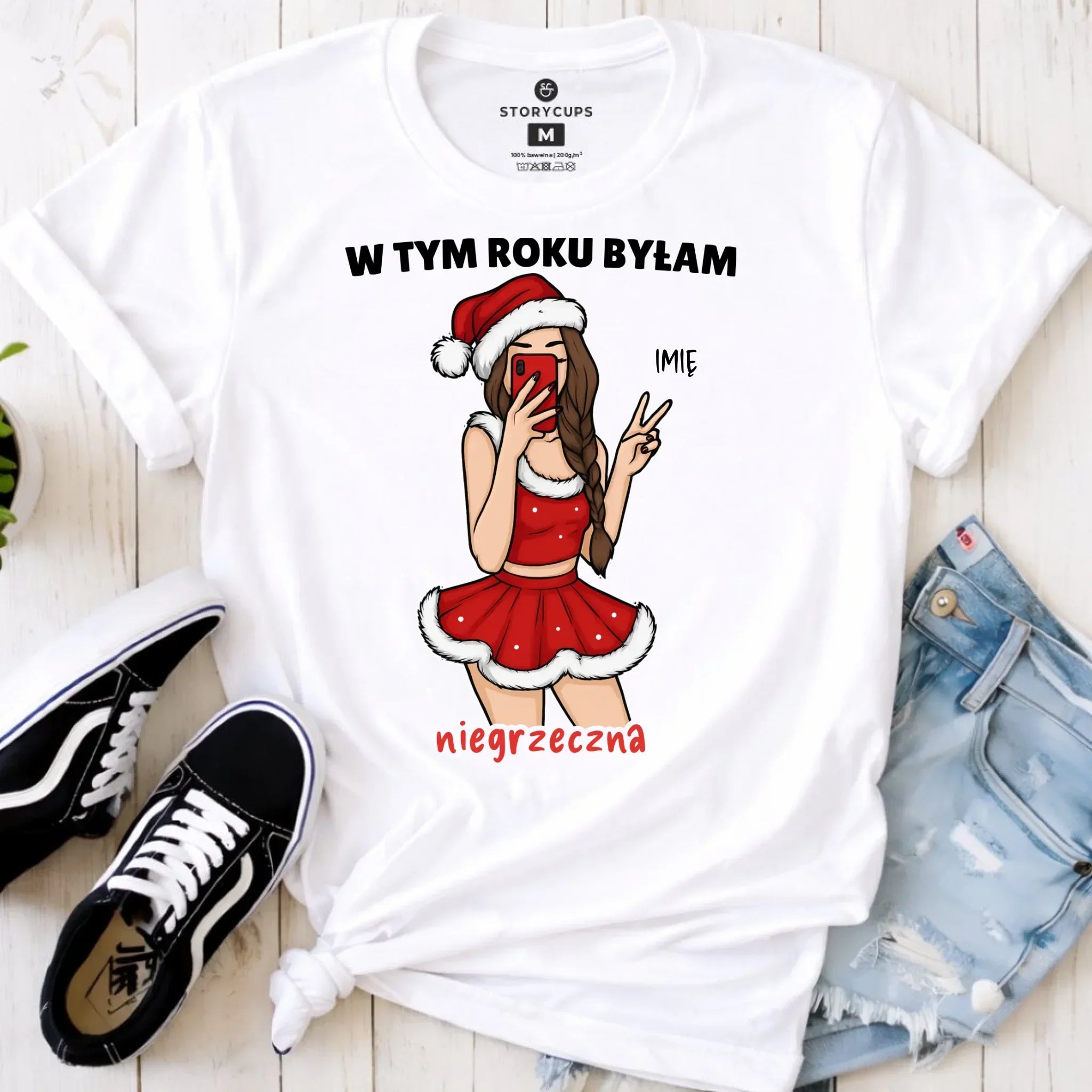 Koszulka damska świąteczna - W tym toku byłam niegrzeczna - personalizowana BN21 - StoryCups.pl