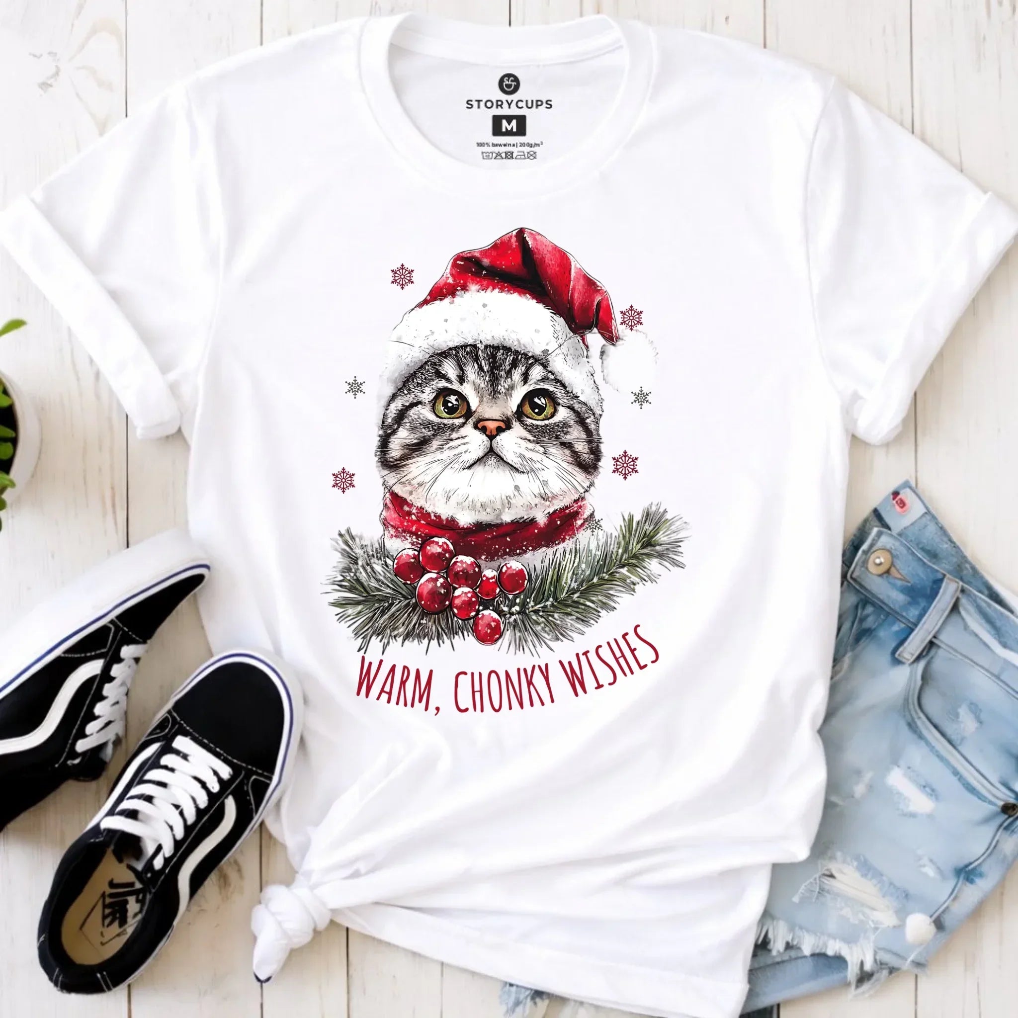 Koszulka damska świąteczna - Warm, Chonky Wishes BN36 - StoryCups.pl