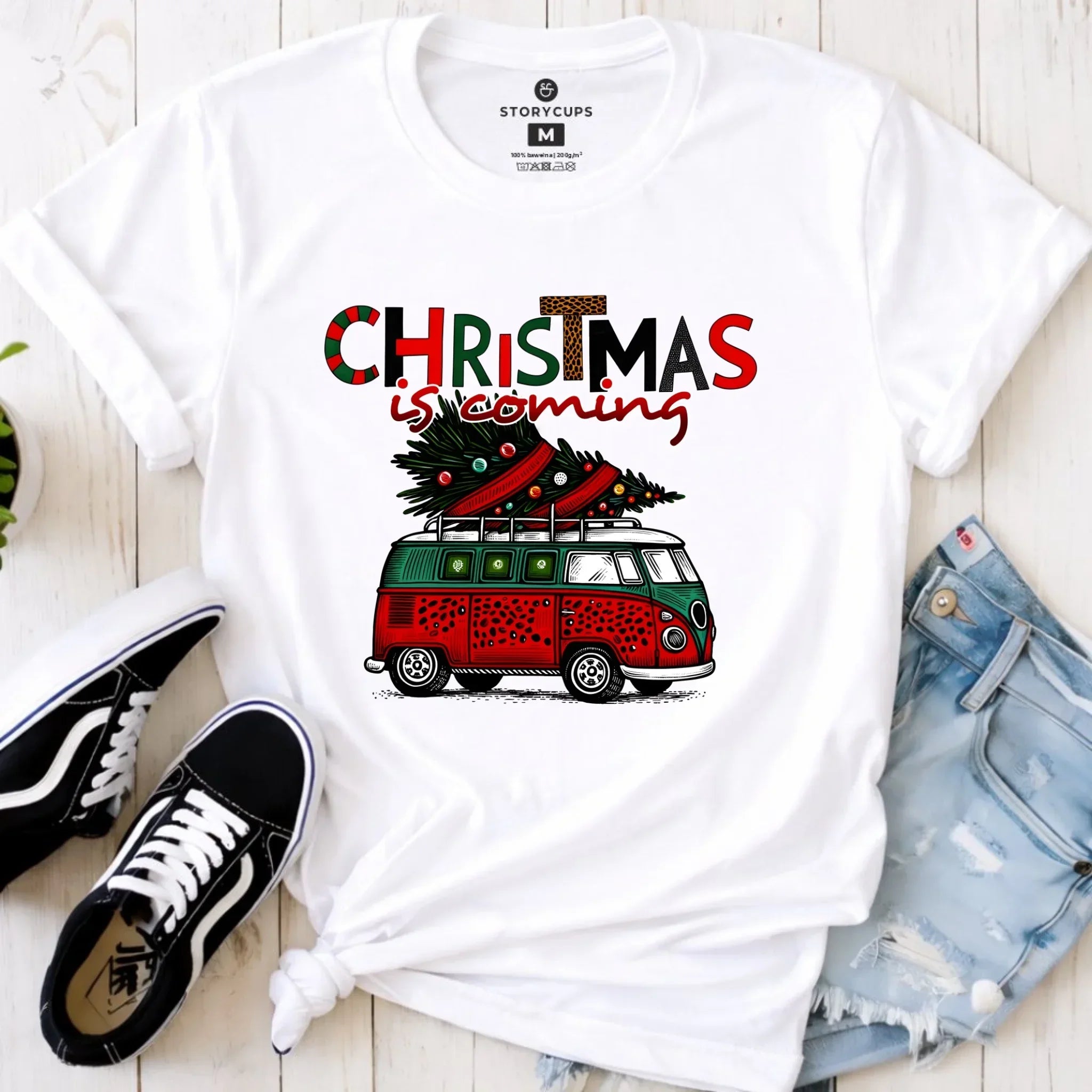 Koszulka damska świąteczna - Kamper Christmas is coming BN42 - StoryCups.pl