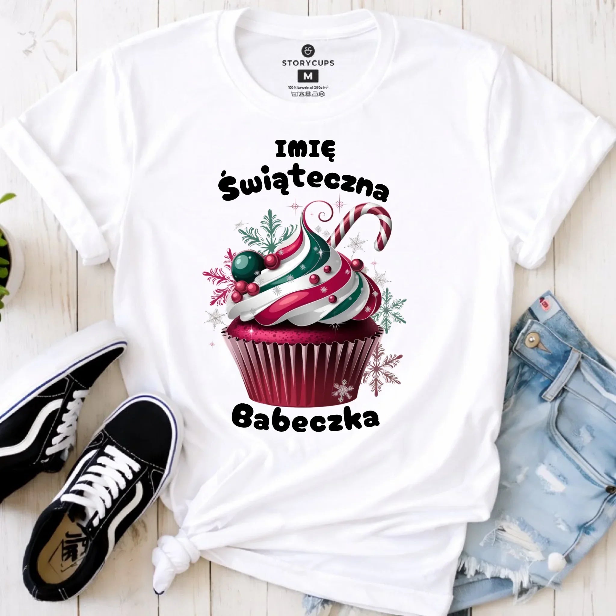 Koszulka damska na święta - Świąteczna babeczka - personalizowana BN30 - StoryCups.pl