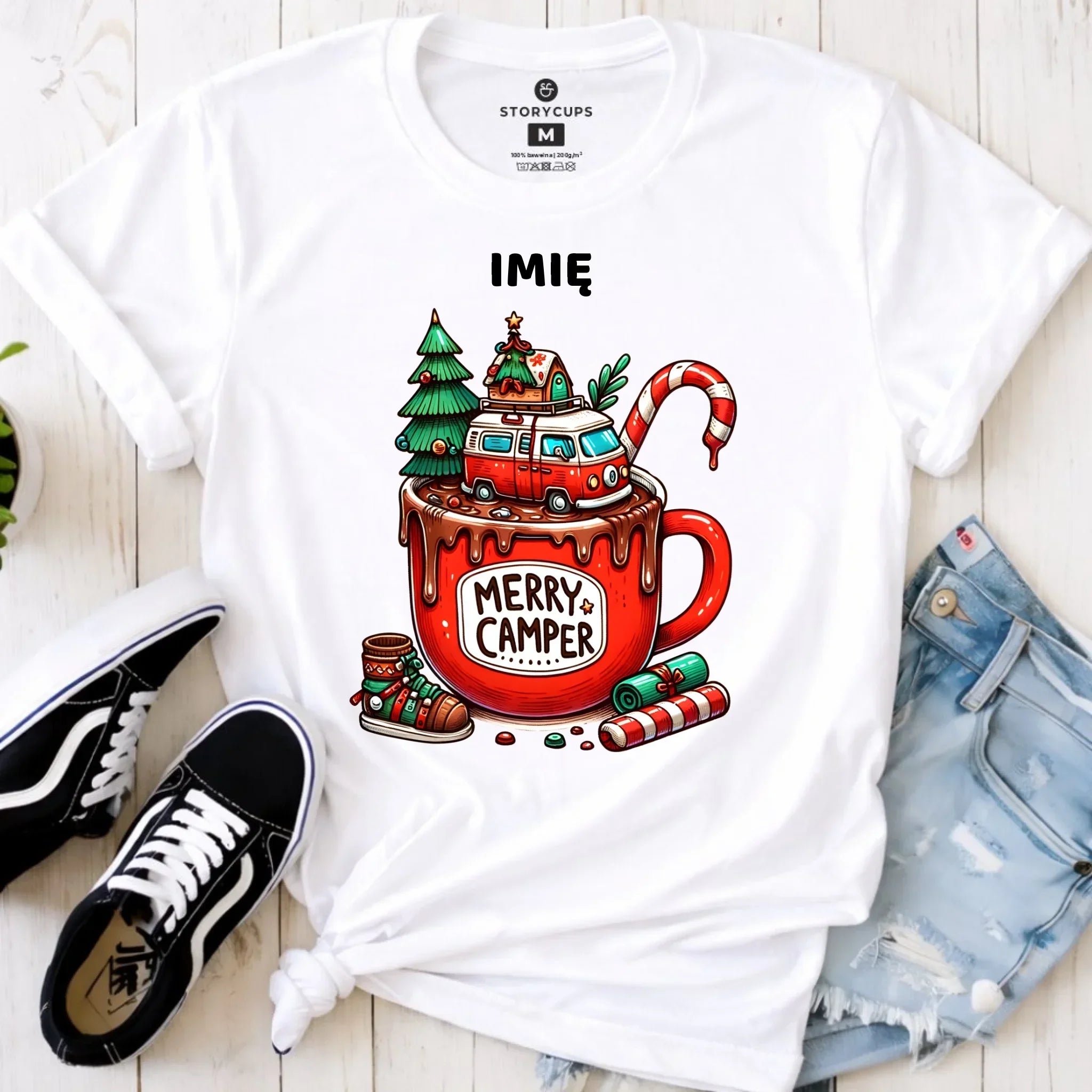 Koszulka damska świąteczna - Kamper Merry Camper - personalizowana BN43 - StoryCups.pl