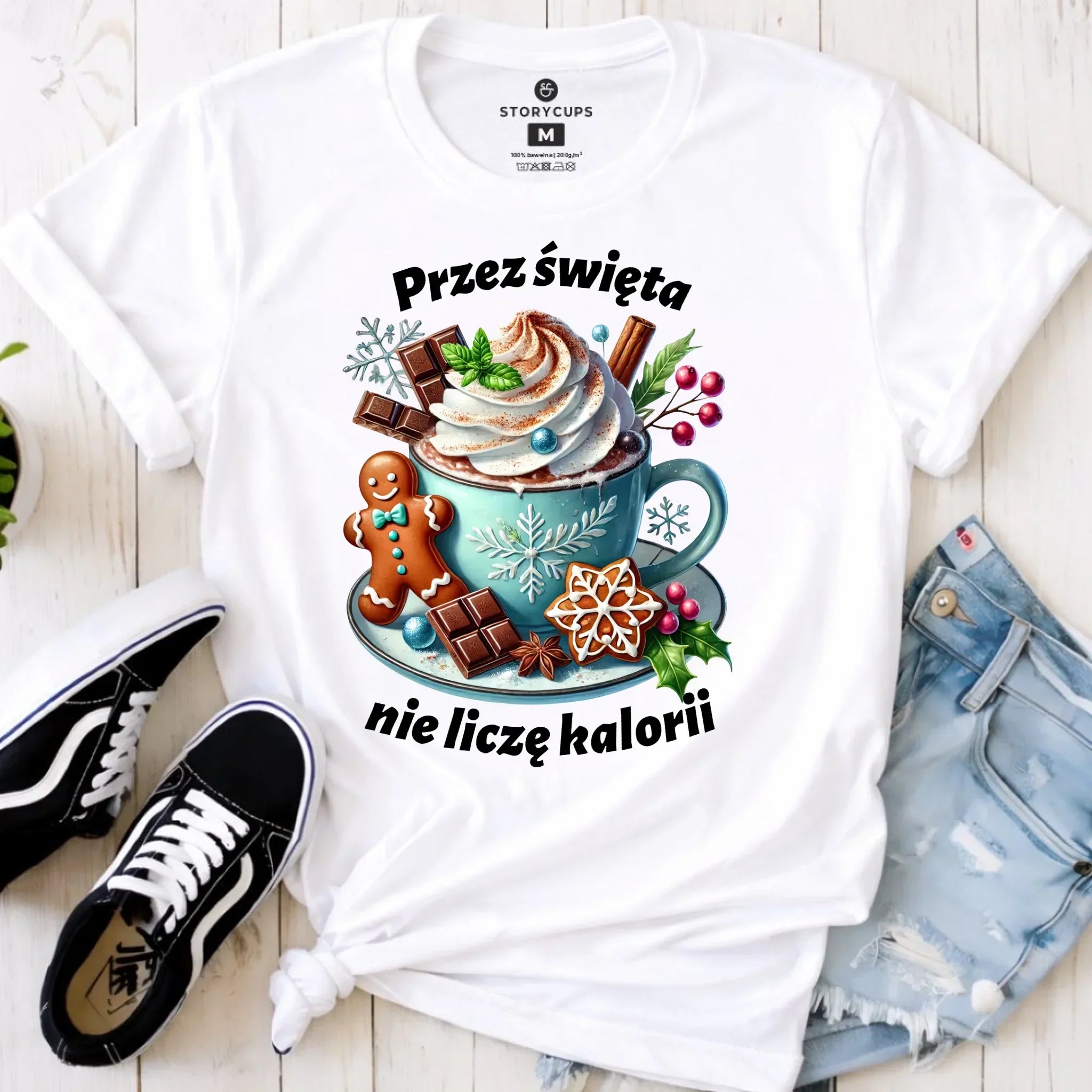 Koszulka damska świąteczna - Przez święta nie liczę kalorii BN31 - StoryCups.pl