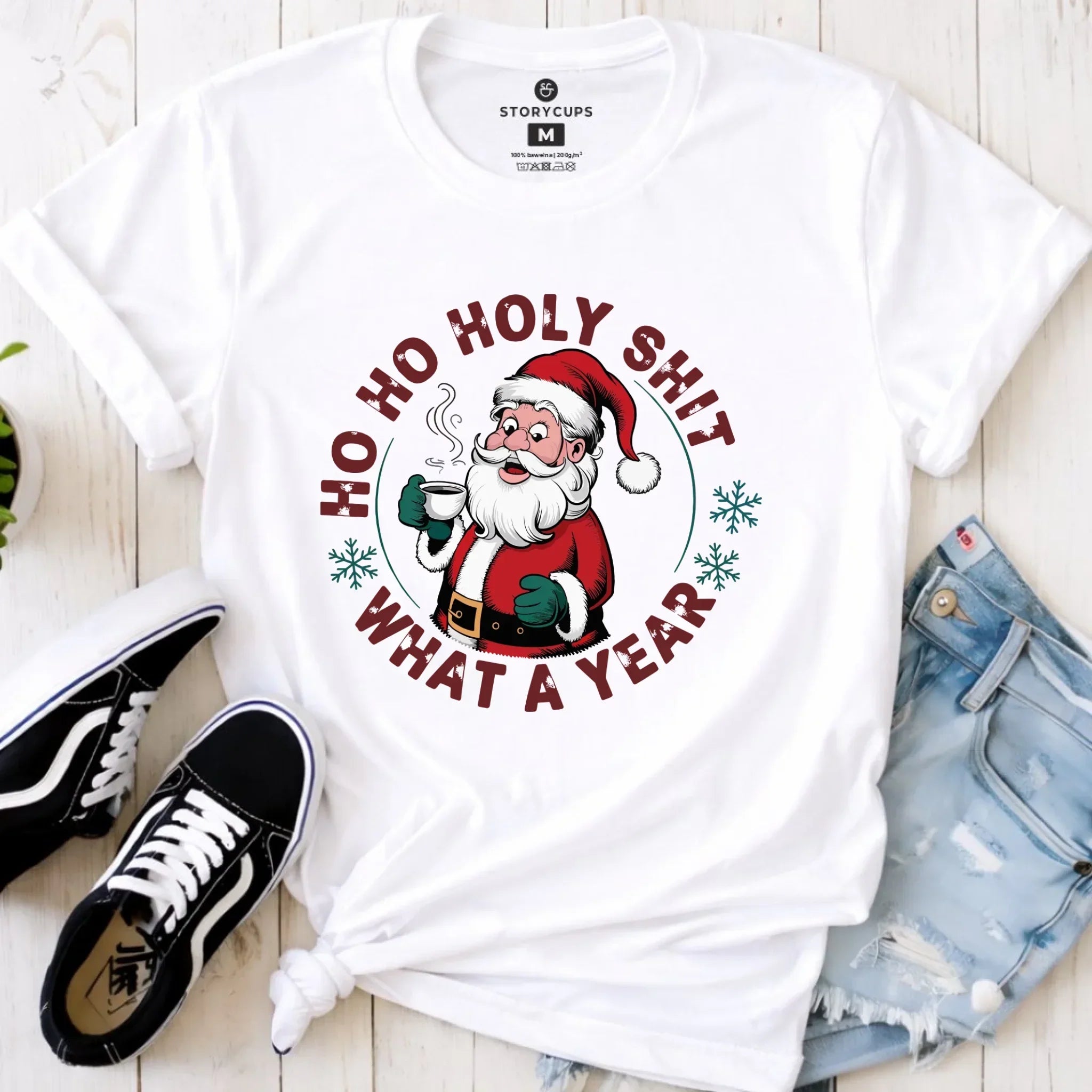 Koszulka damska świąteczna - Ho ho holy shit what a year BN74 - StoryCups.pl