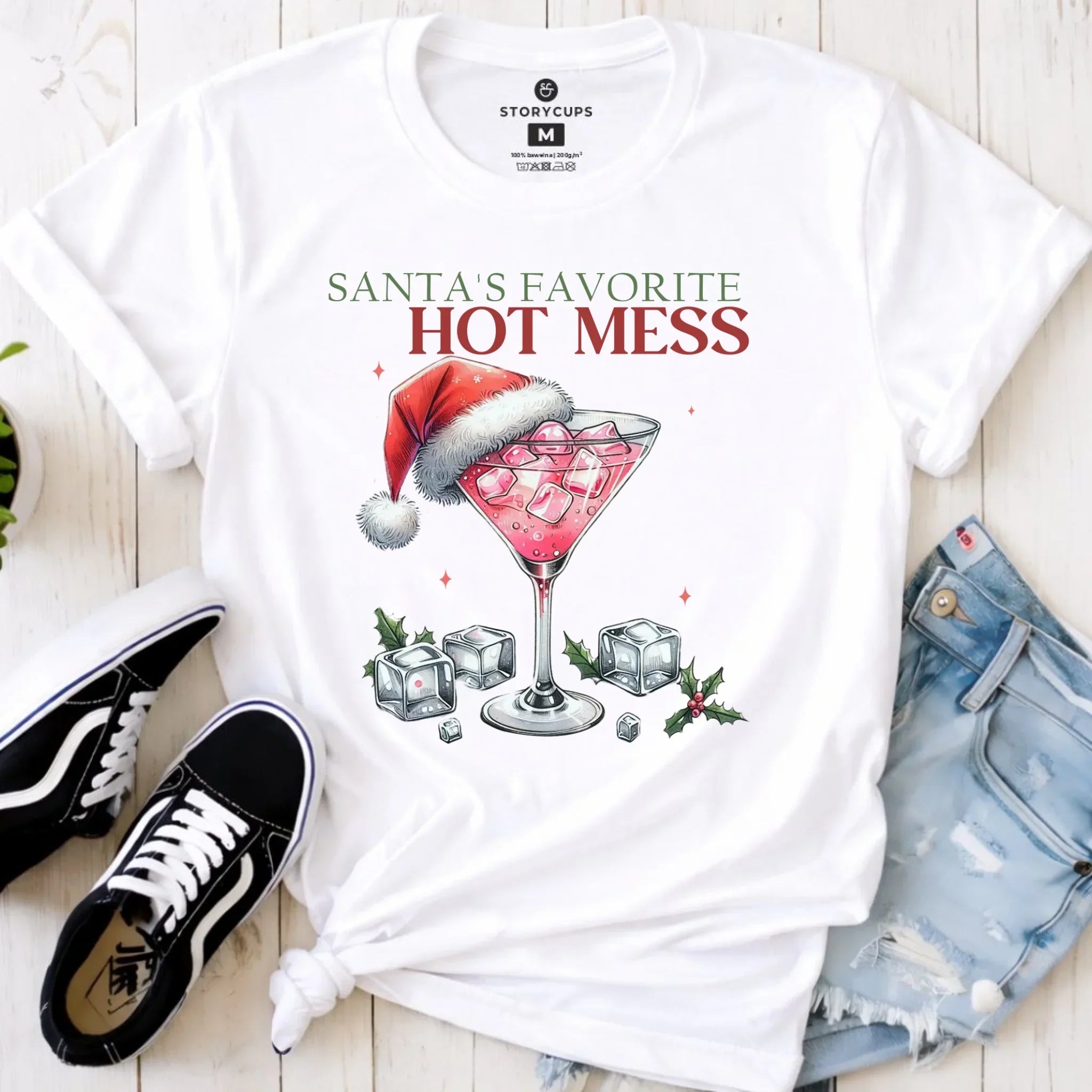 Koszulka damska świąteczna - Santa's favorite hot mess BN75 - StoryCups.pl