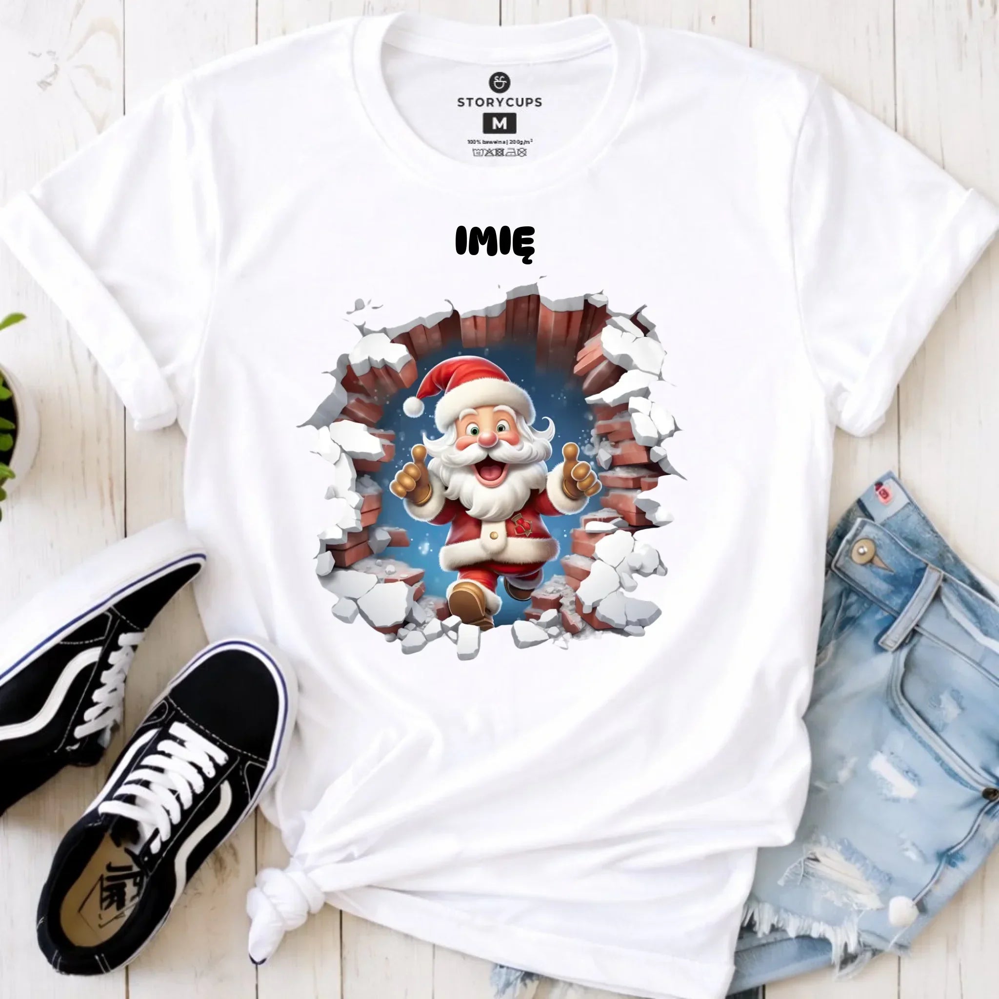 Koszulka damska świąteczna - Mikołaj 3D - personalizowana BN83 - StoryCups.pl