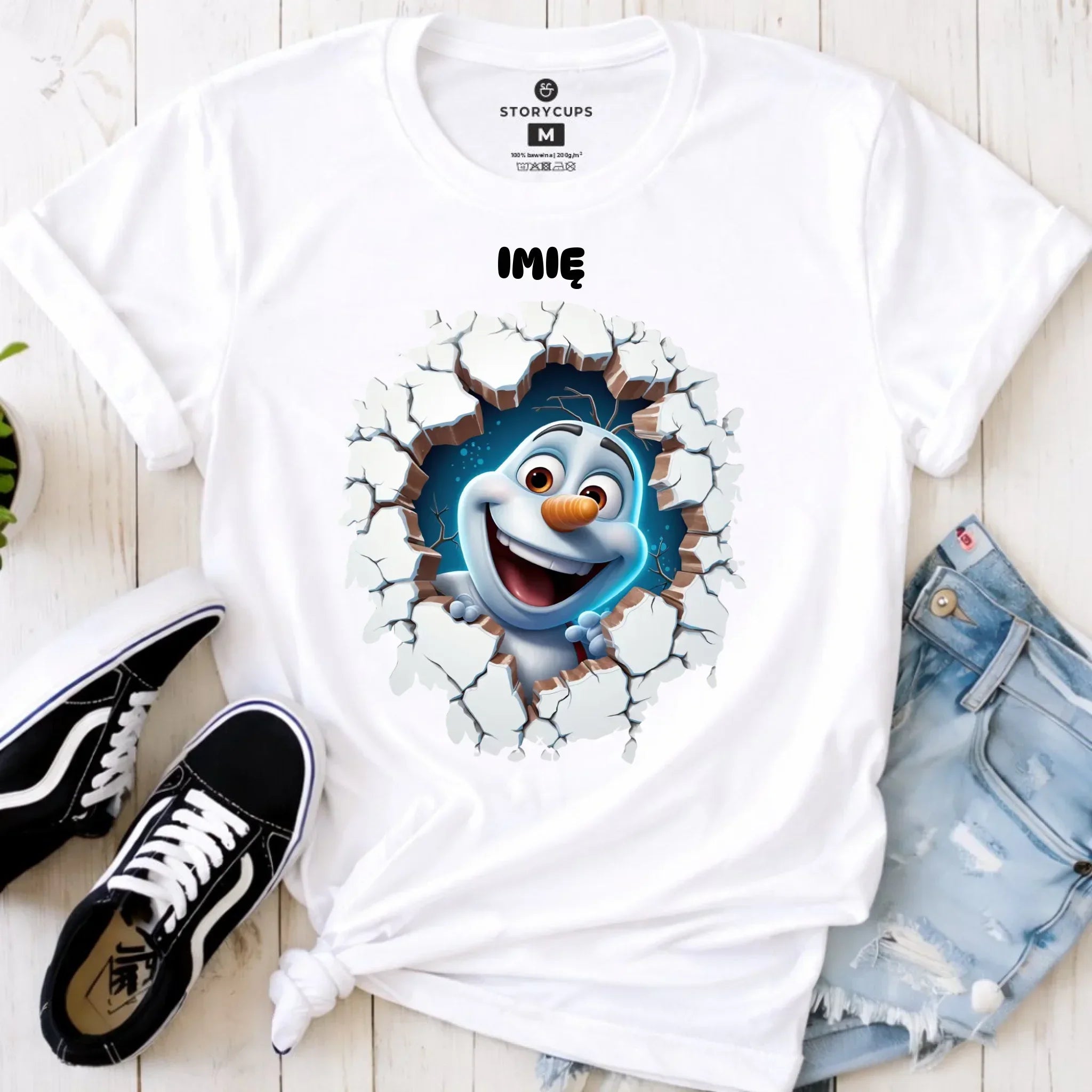 Koszulka damska świąteczna - Bałwan 3D - personalizowana BN84 - StoryCups.pl