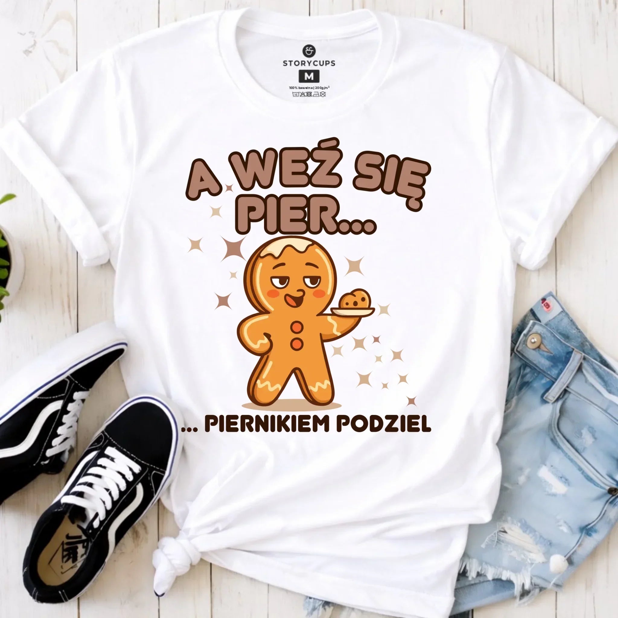 Koszulka damska świąteczna - Piernik A weź się pier... piernikiem podziel BN87 - StoryCups.pl