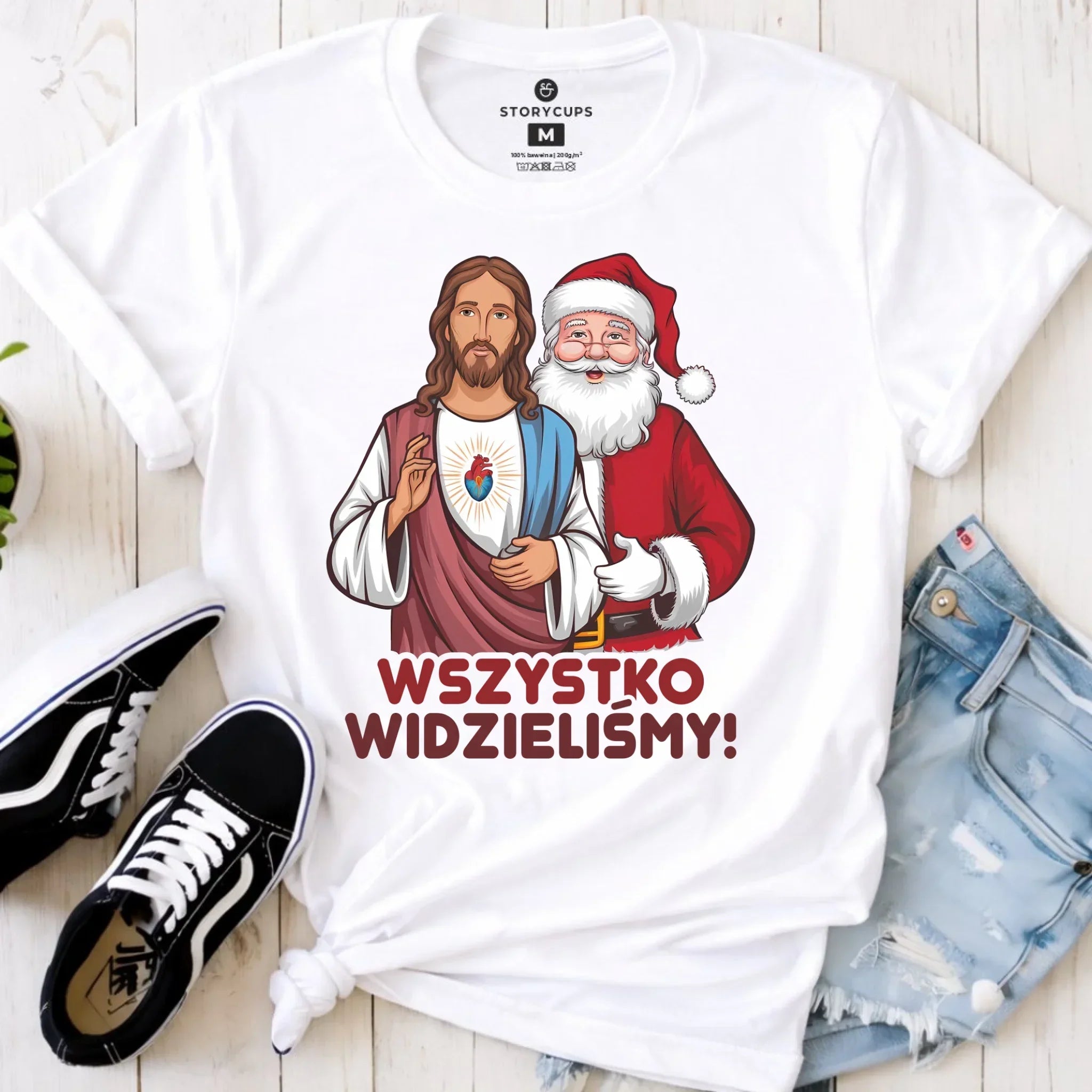 Koszulka damska świąteczna - Jezus i Mikołaj Wszystko widzieliśmy BN89 - StoryCups.pl